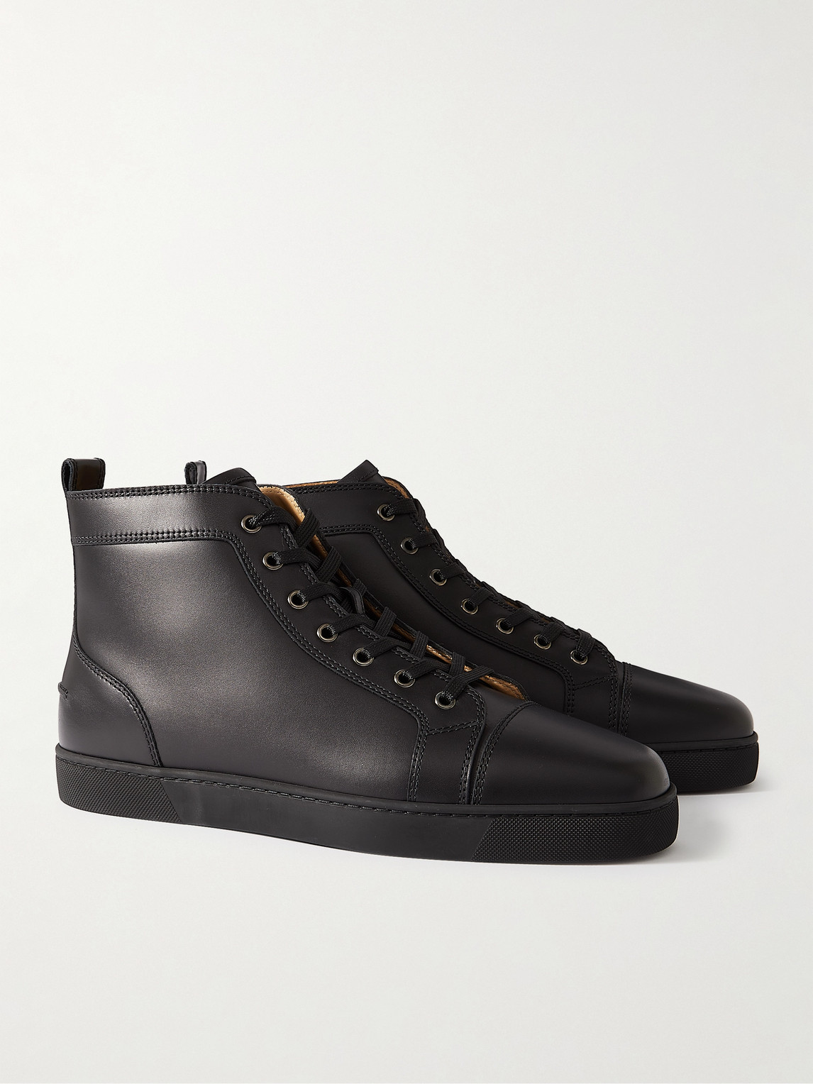 Shop Christian Louboutin Louis Leather High-top Sneakers In Black