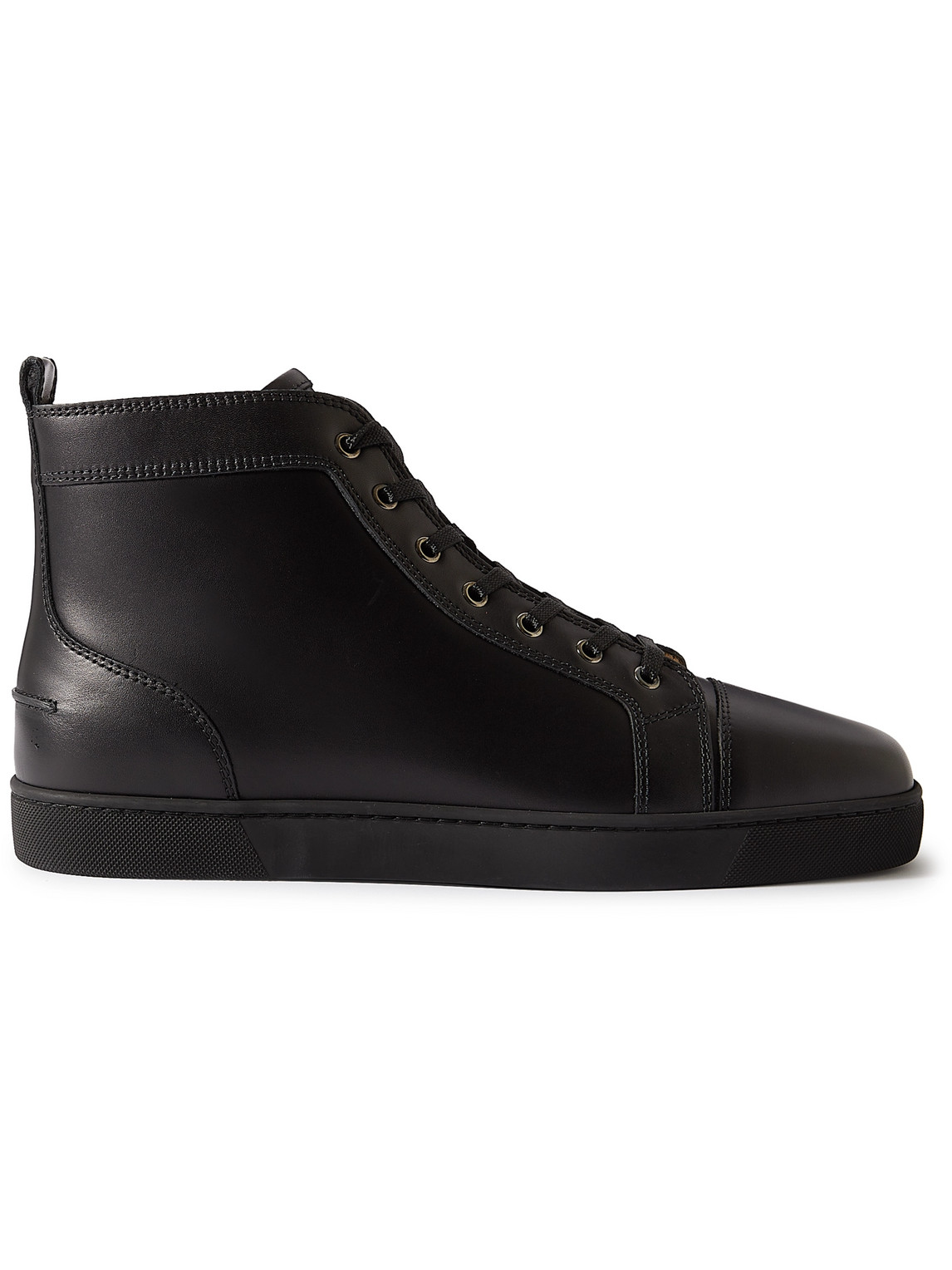 Shop Christian Louboutin Louis Leather High-top Sneakers In Black