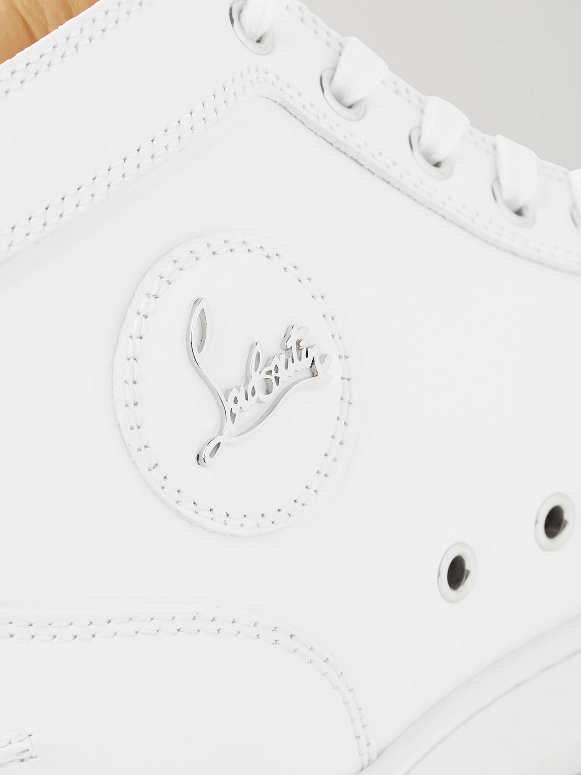 Christian Louboutin Louis Orlato Full-grain Leather High-top Sneakers In White