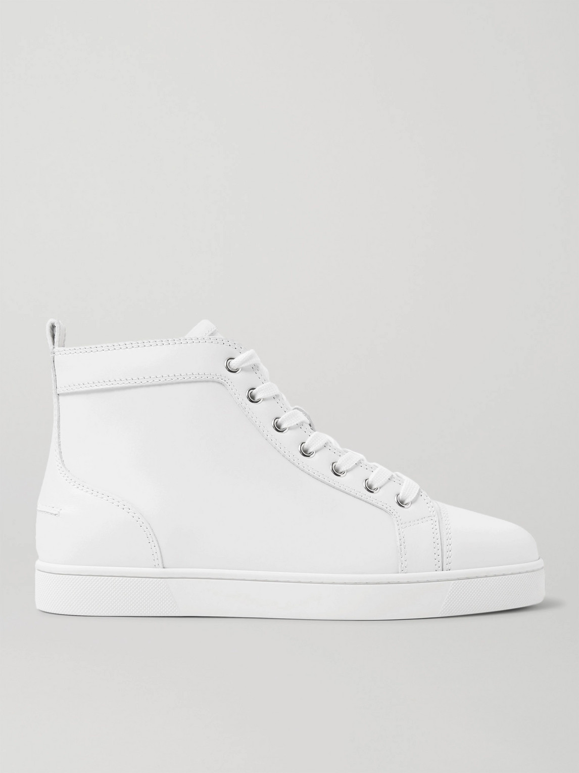 Shop Christian Louboutin Louis Leather High-top Sneakers In White