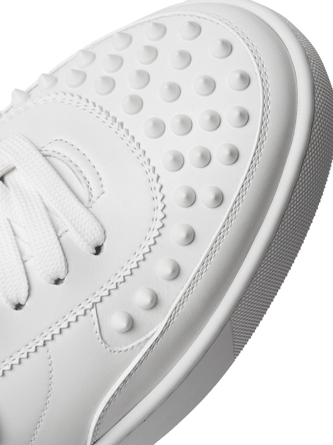 Christian Louboutin Happyrui Spikes Sneakers In White Leather In White