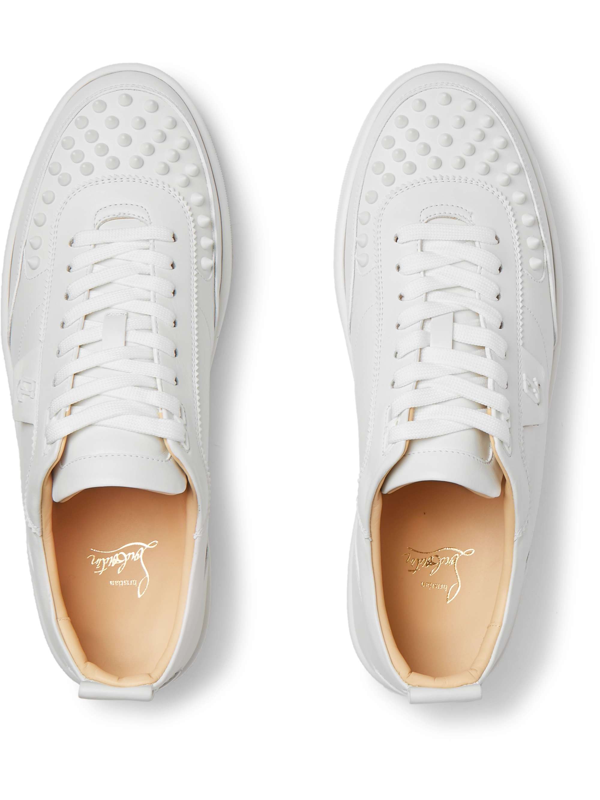 Christian Louboutin Louis Spiked Leather Sneakrs in White for Men