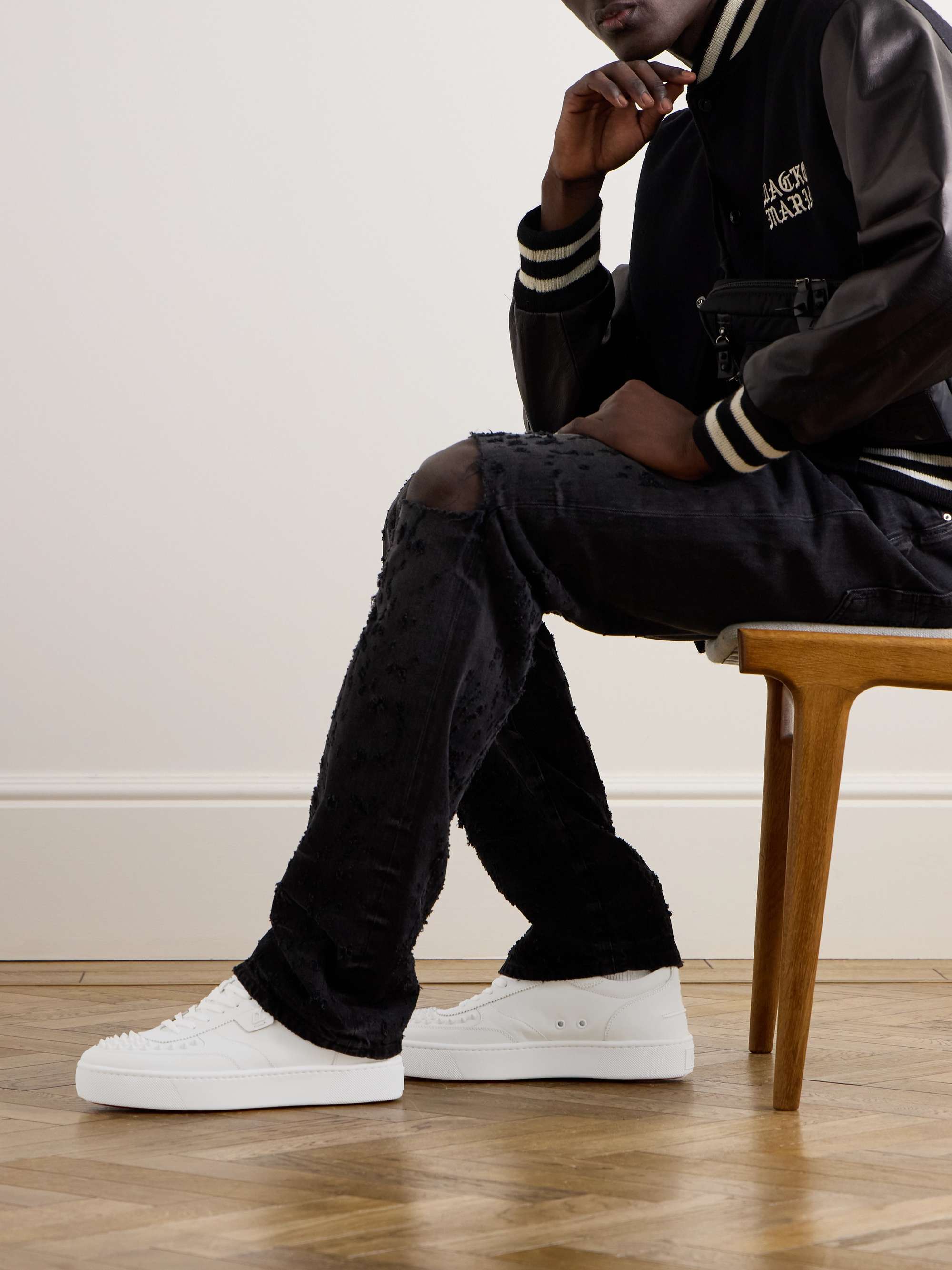 CHRISTIAN LOUBOUTIN Happyrui Spiked Leather Sneakers