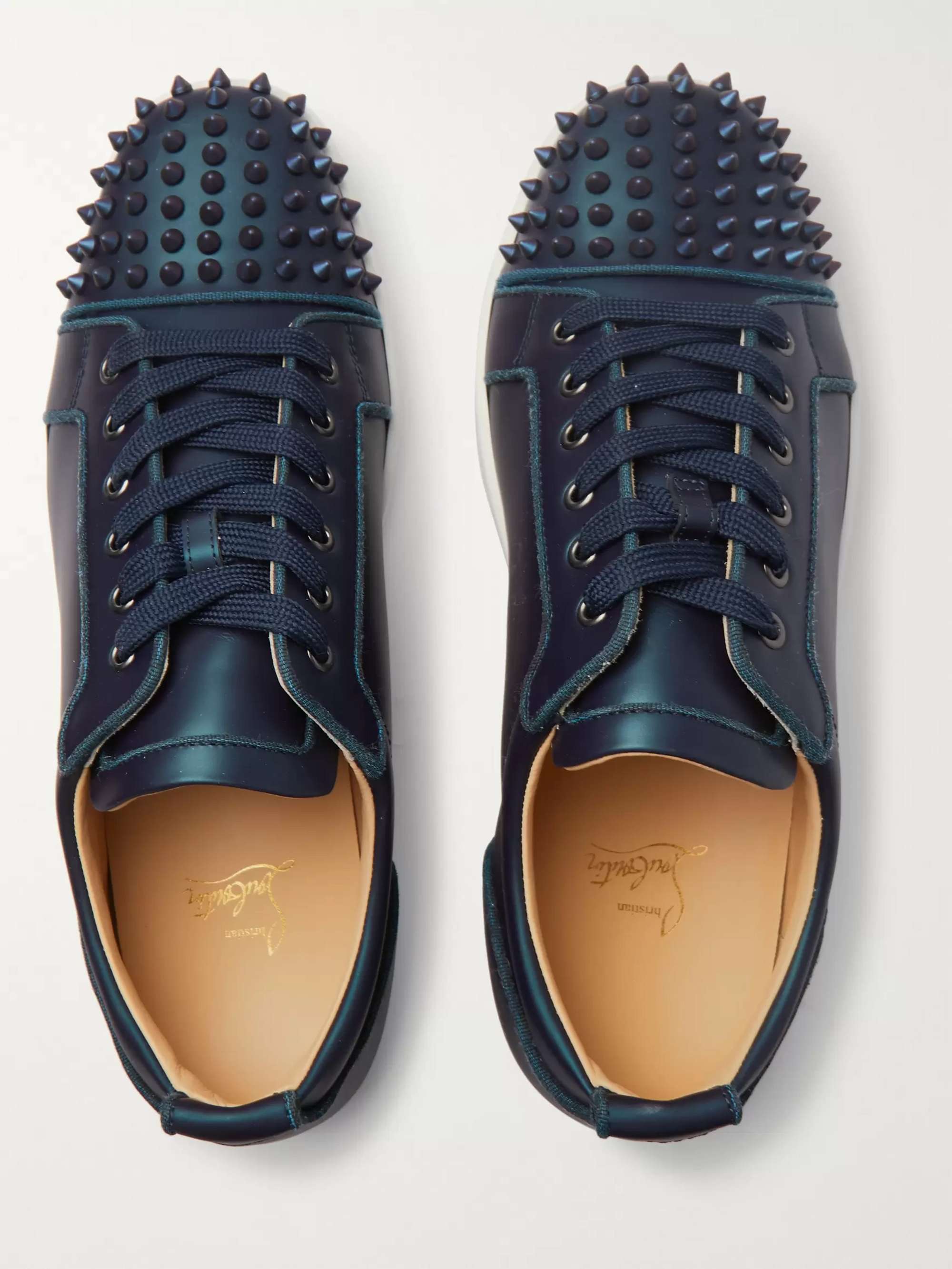 CHRISTIAN LOUBOUTIN Louis Junior Spikes Cap-Toe Iridescent Leather Sneakers  for Men