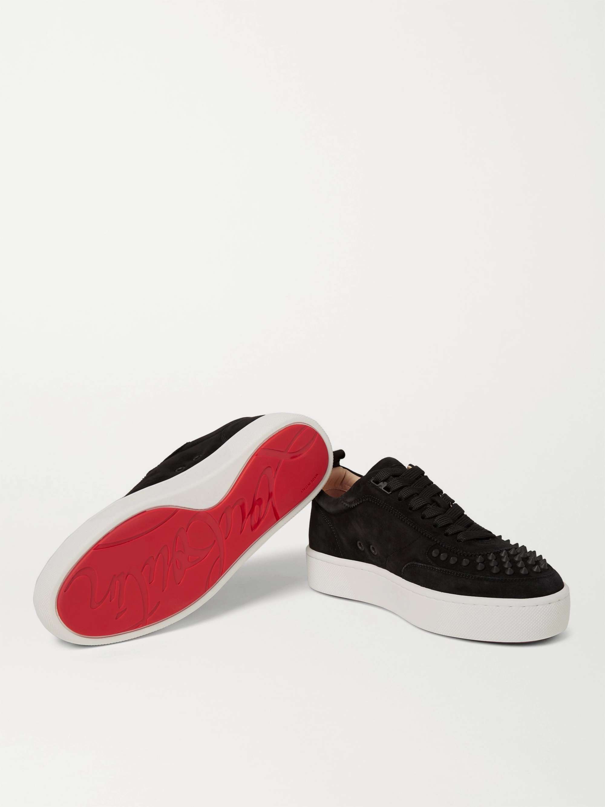 Happyrui Leather Trimmed Sneakers in Black - Christian Louboutin