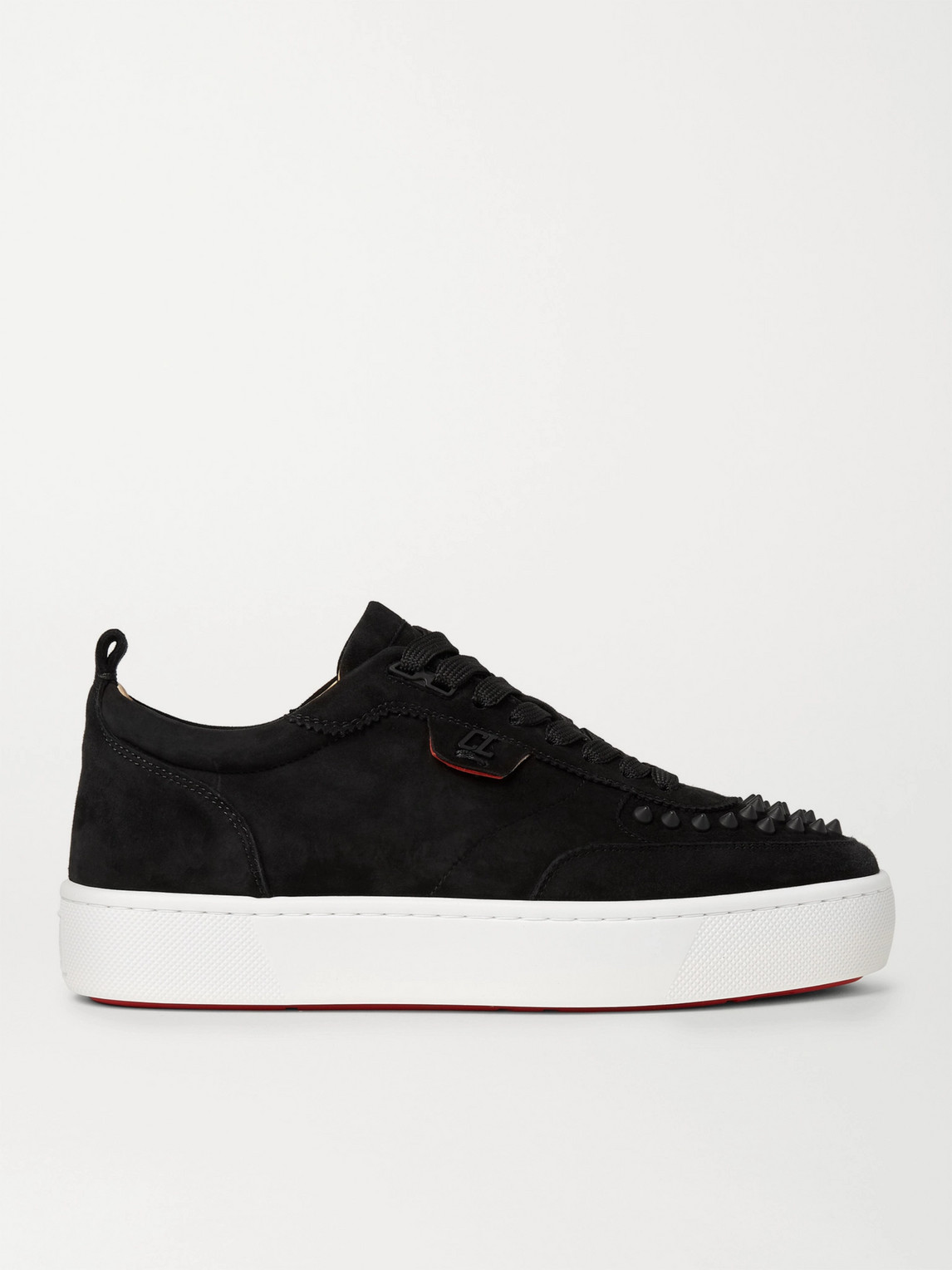 Christian Louboutin Black Happyrui Spikes Sneakers In B026 Black/black Mat