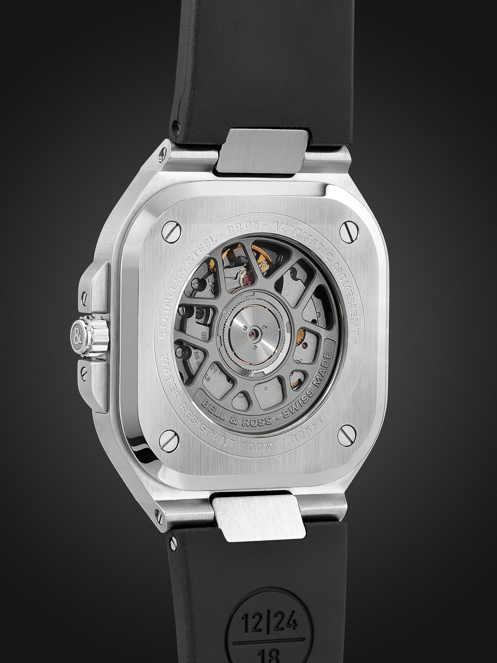 BELL & ROSS BR 05 Grey Steel Automatic 40mm Stainless Steel and Rubber Watch, Ref. No. BR05A-GR-ST/SRB