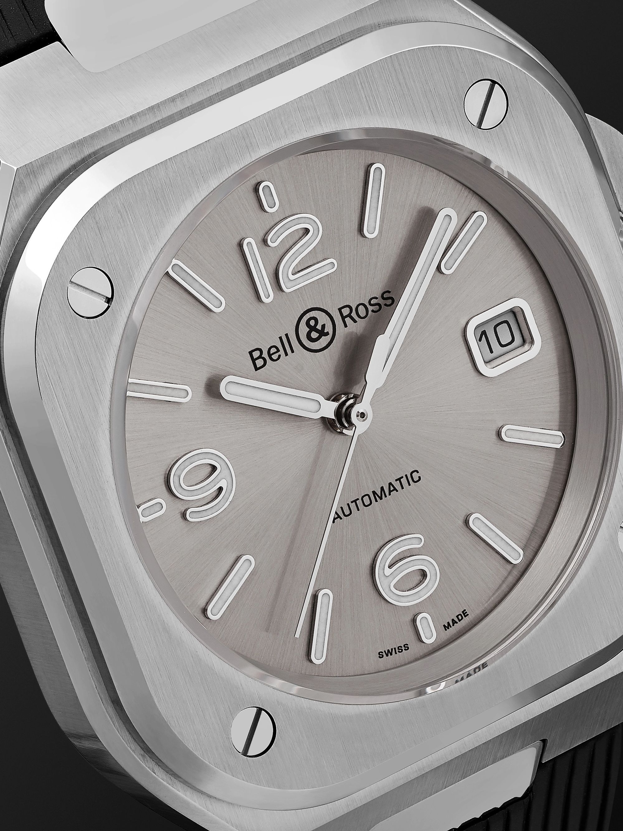 BELL & ROSS BR 05 Grey Steel Automatic 40mm Stainless Steel and Rubber Watch, Ref. No. BR05A-GR-ST/SRB