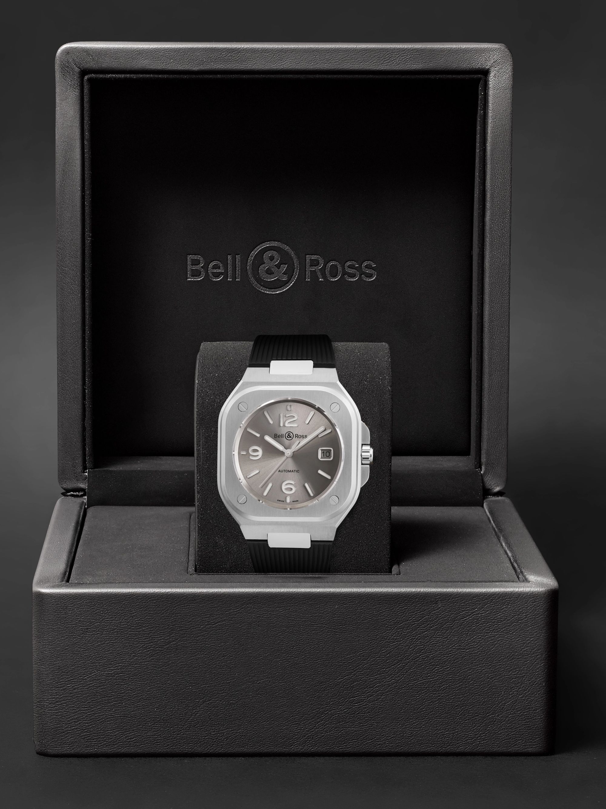 BELL & ROSS BR 05 Grey Steel Automatic 40mm Stainless Steel and Rubber Watch, Ref. No. BR05A-GR-ST/SRB
