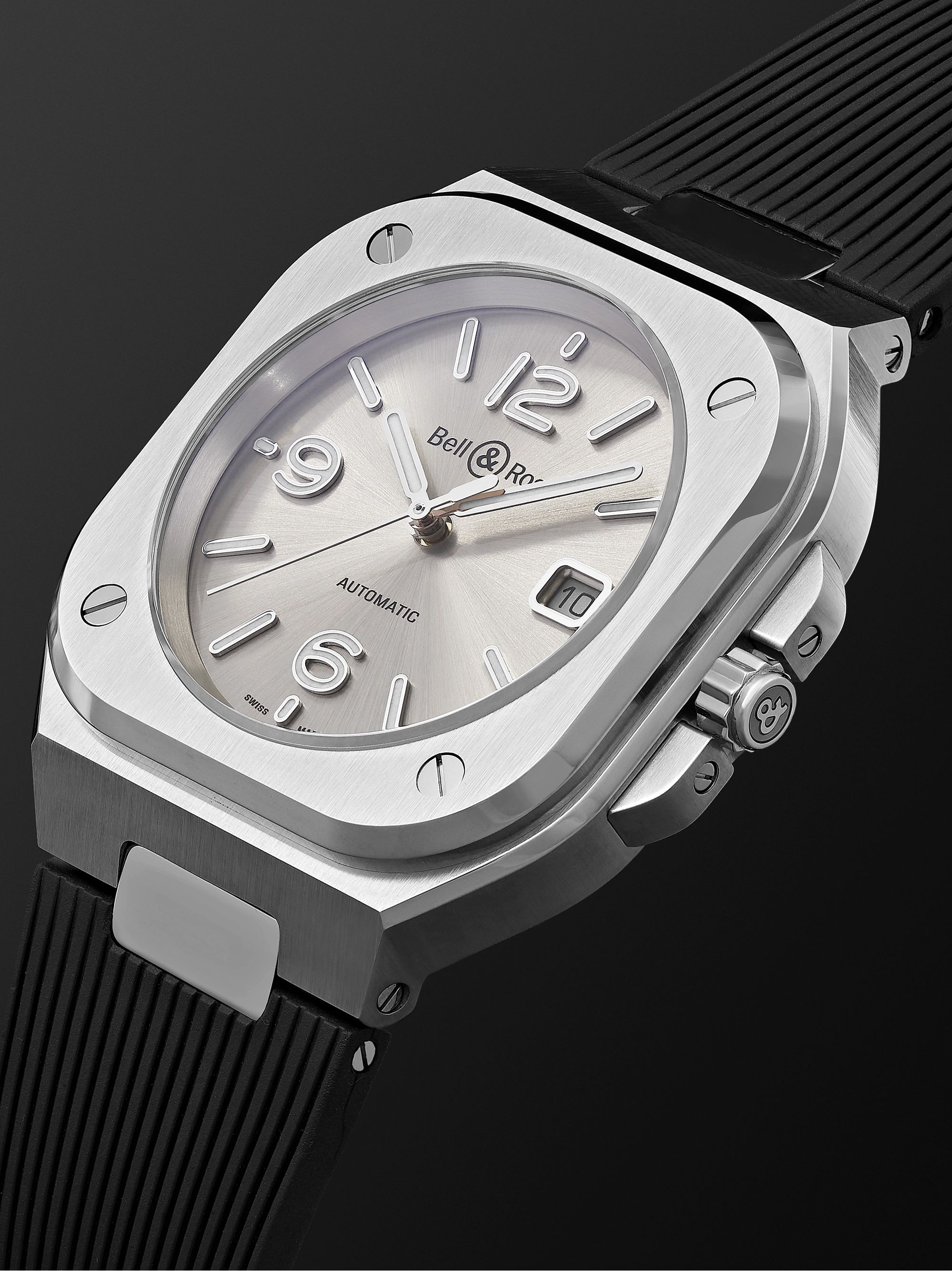 BELL & ROSS BR 05 Grey Steel Automatic 40mm Stainless Steel and Rubber Watch, Ref. No. BR05A-GR-ST/SRB