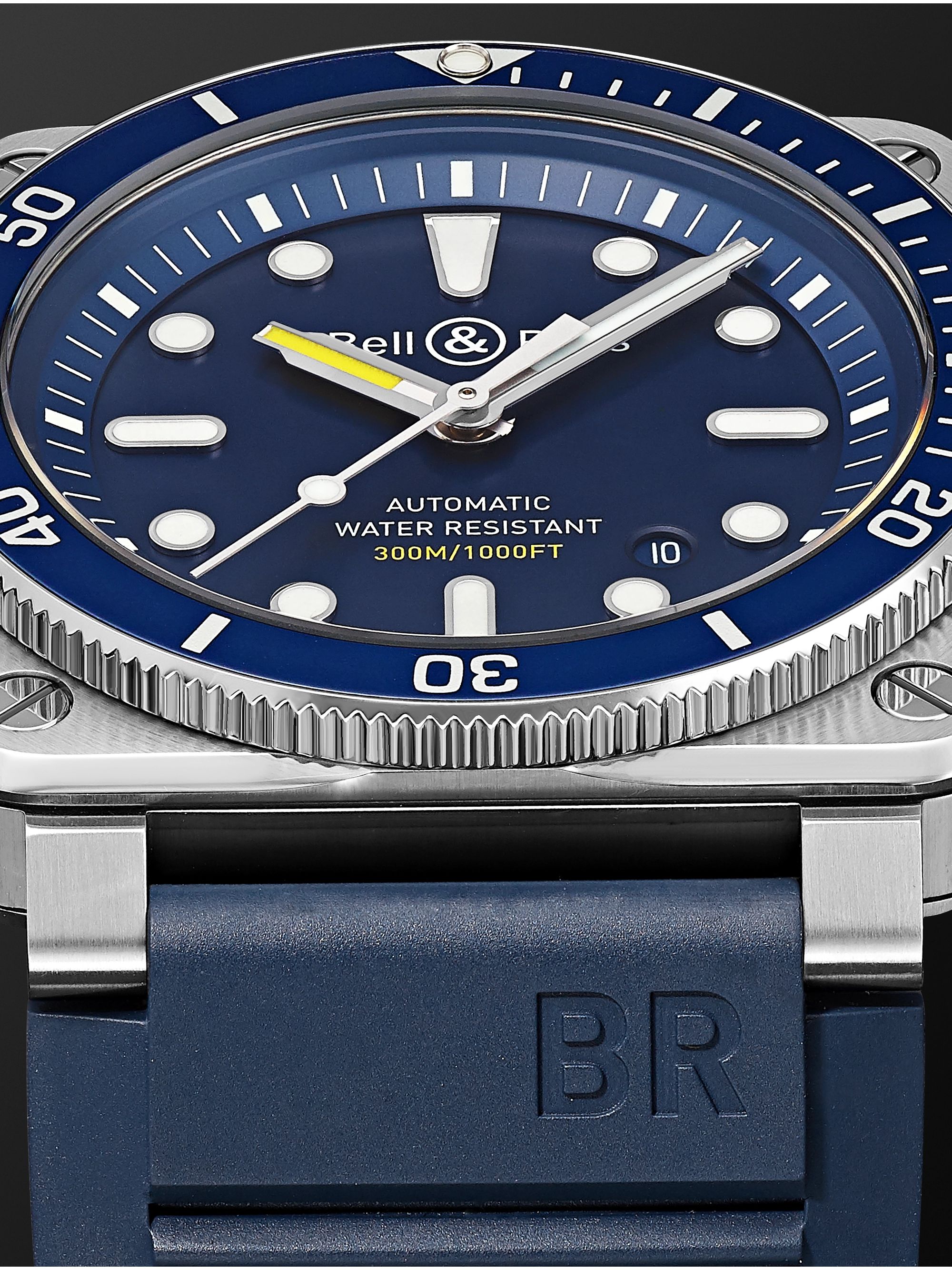 BELL & ROSS BR 03-92 Diver Blue Automatic 42mm Stainless Steel and Rubber Watch, Ref. No. BR0392-D-BU-ST/SRB