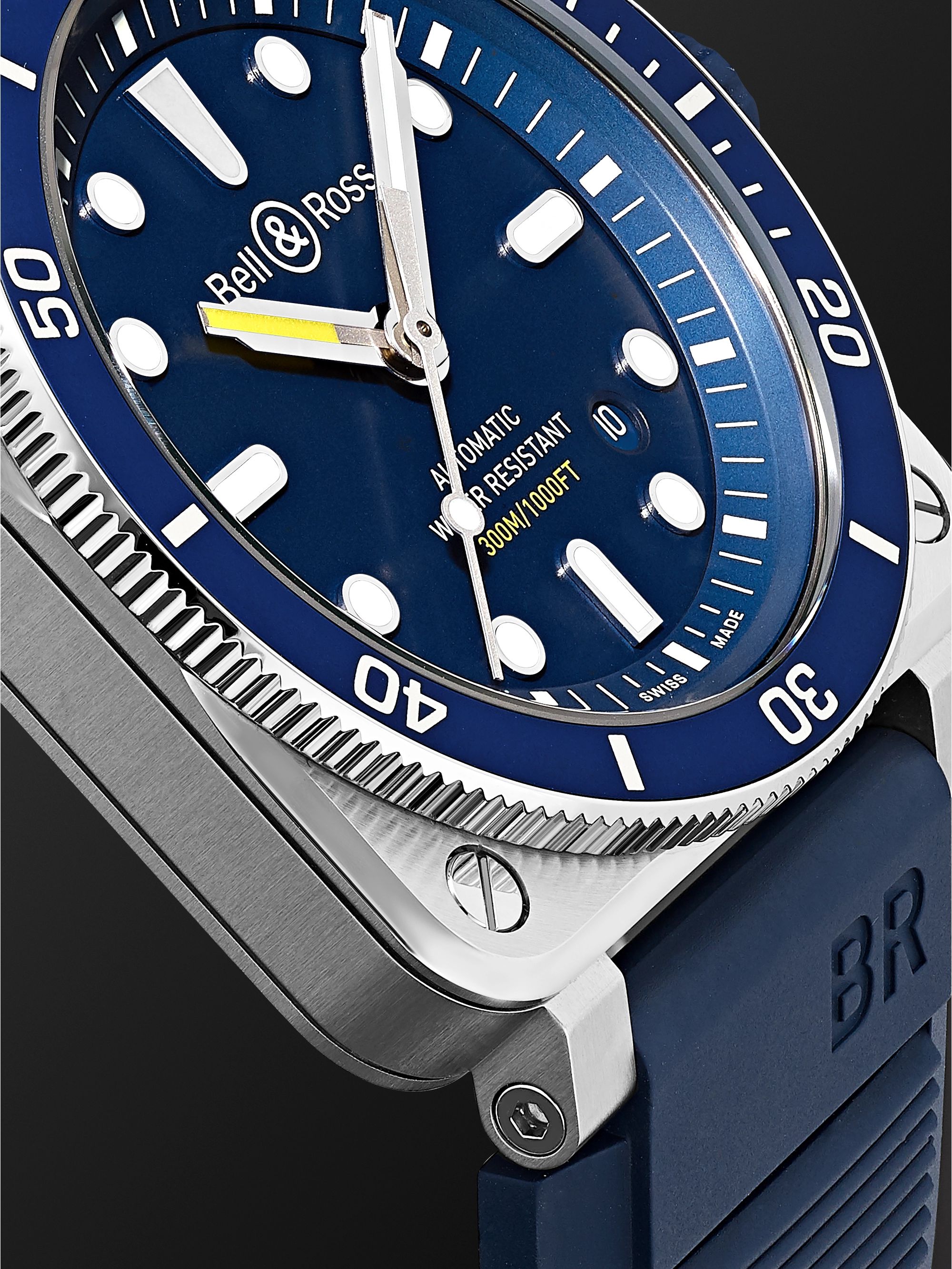 BELL & ROSS BR 03-92 Diver Blue Automatic 42mm Stainless Steel and Rubber Watch, Ref. No. BR0392-D-BU-ST/SRB