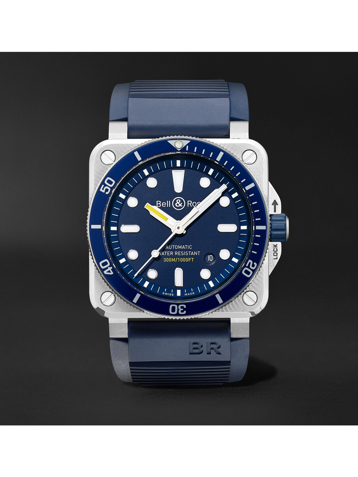 BR 03-92 Diver Blue Automatic 42mm Stainless Steel and Rubber Watch, Ref. No. BR0392-D-BU-ST/SRB