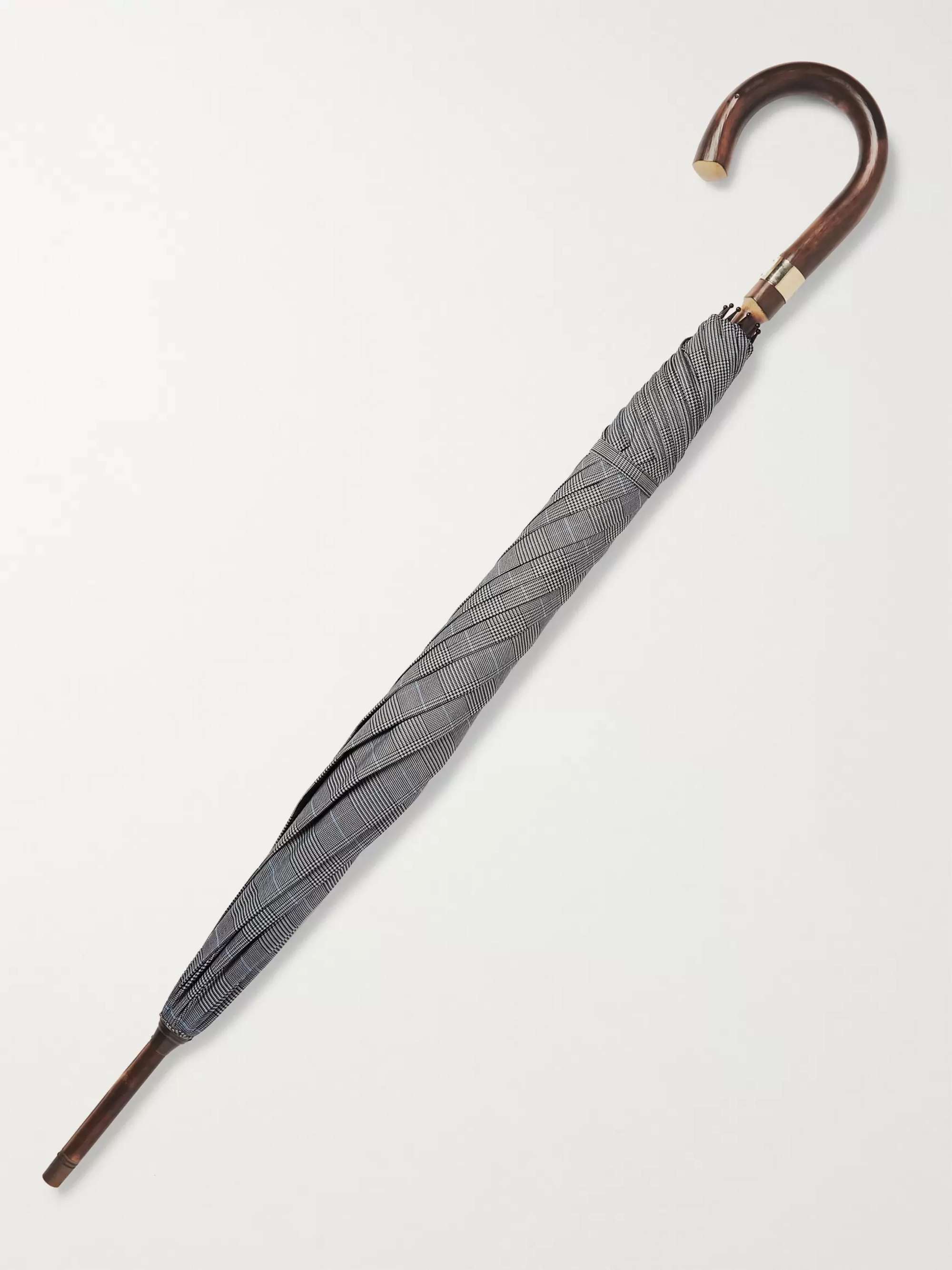 KINGSMAN + London Undercover Prince of Wales Checked Chestnut Wood-Handle Umbrella