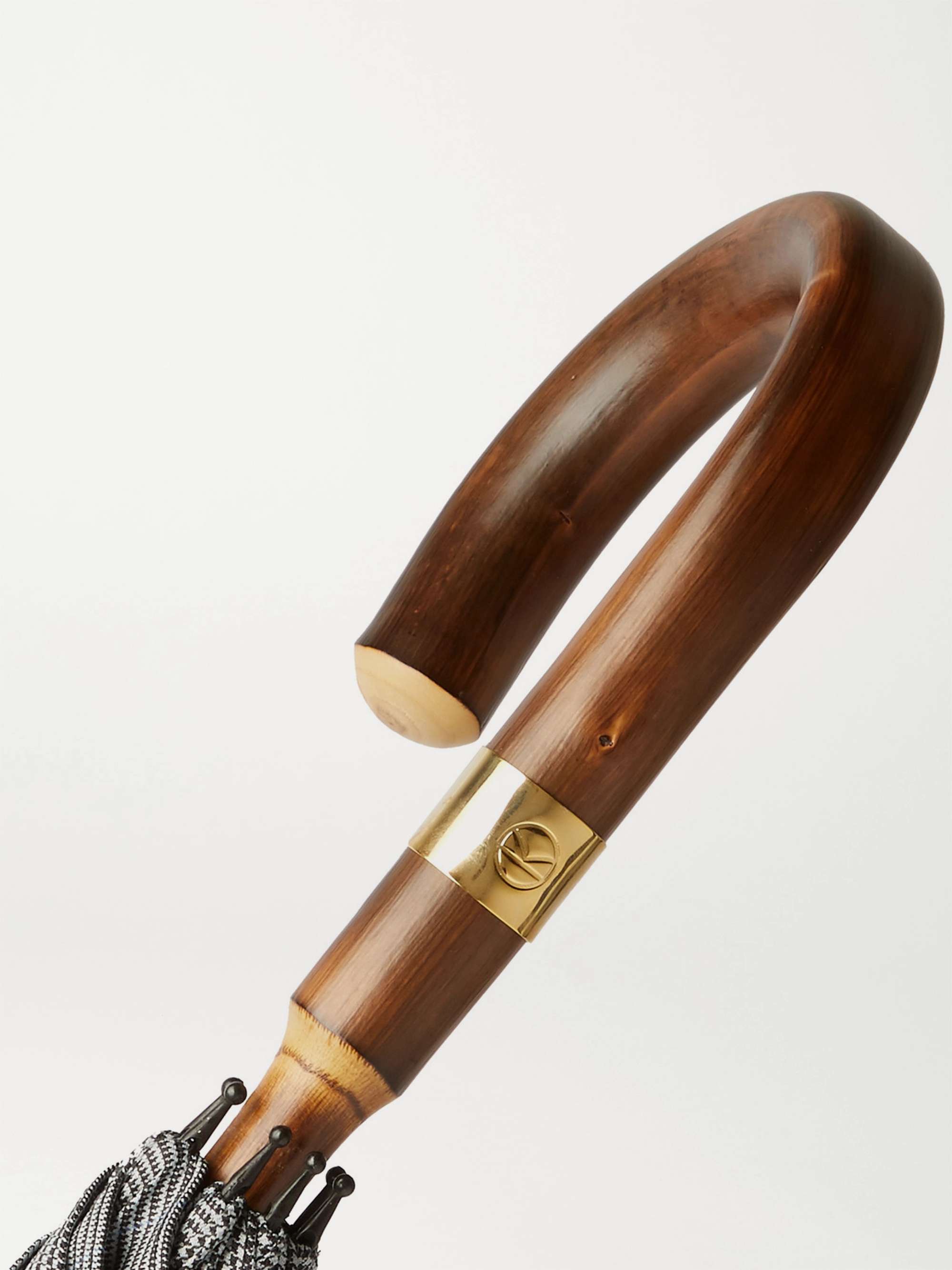 KINGSMAN + London Undercover Prince of Wales Checked Chestnut Wood-Handle Umbrella