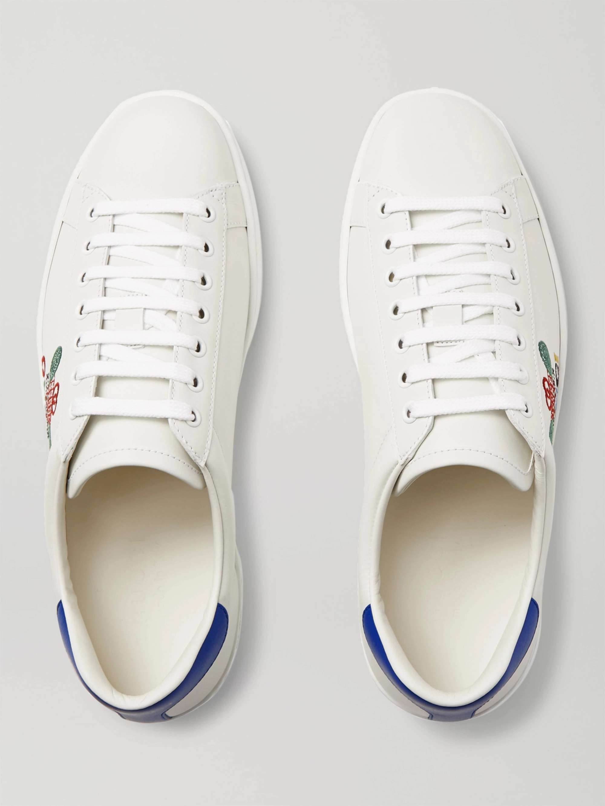 GUCCI New Ace Logo-Embroidered Leather Sneakers