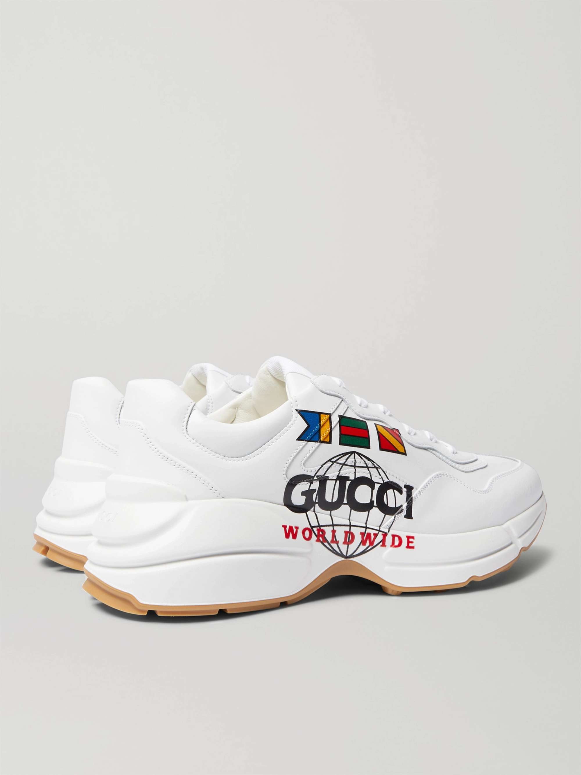 GUCCI Rhyton Logo-Print Leather Sneakers