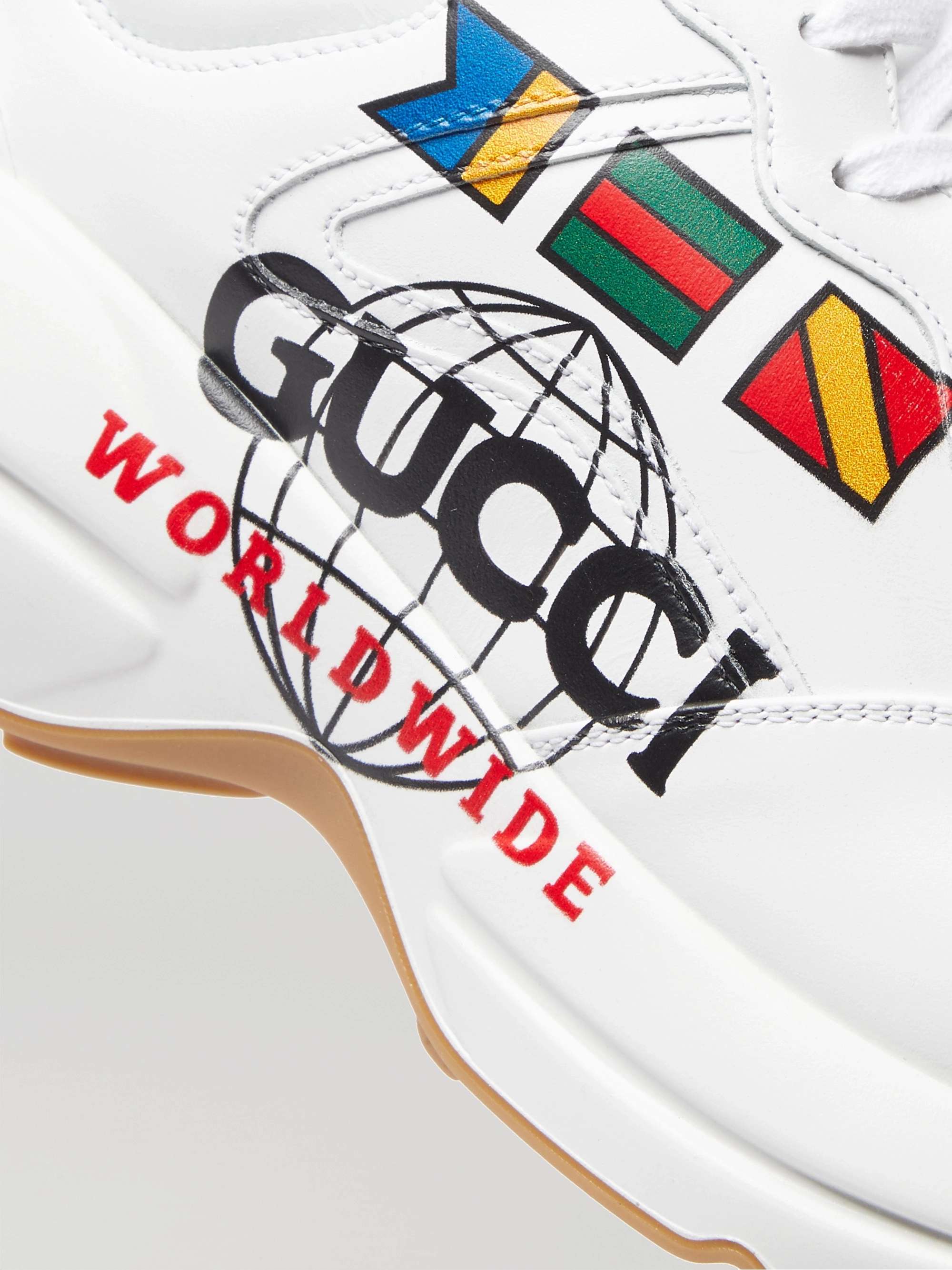 GUCCI Rhyton Logo-Print Leather Sneakers