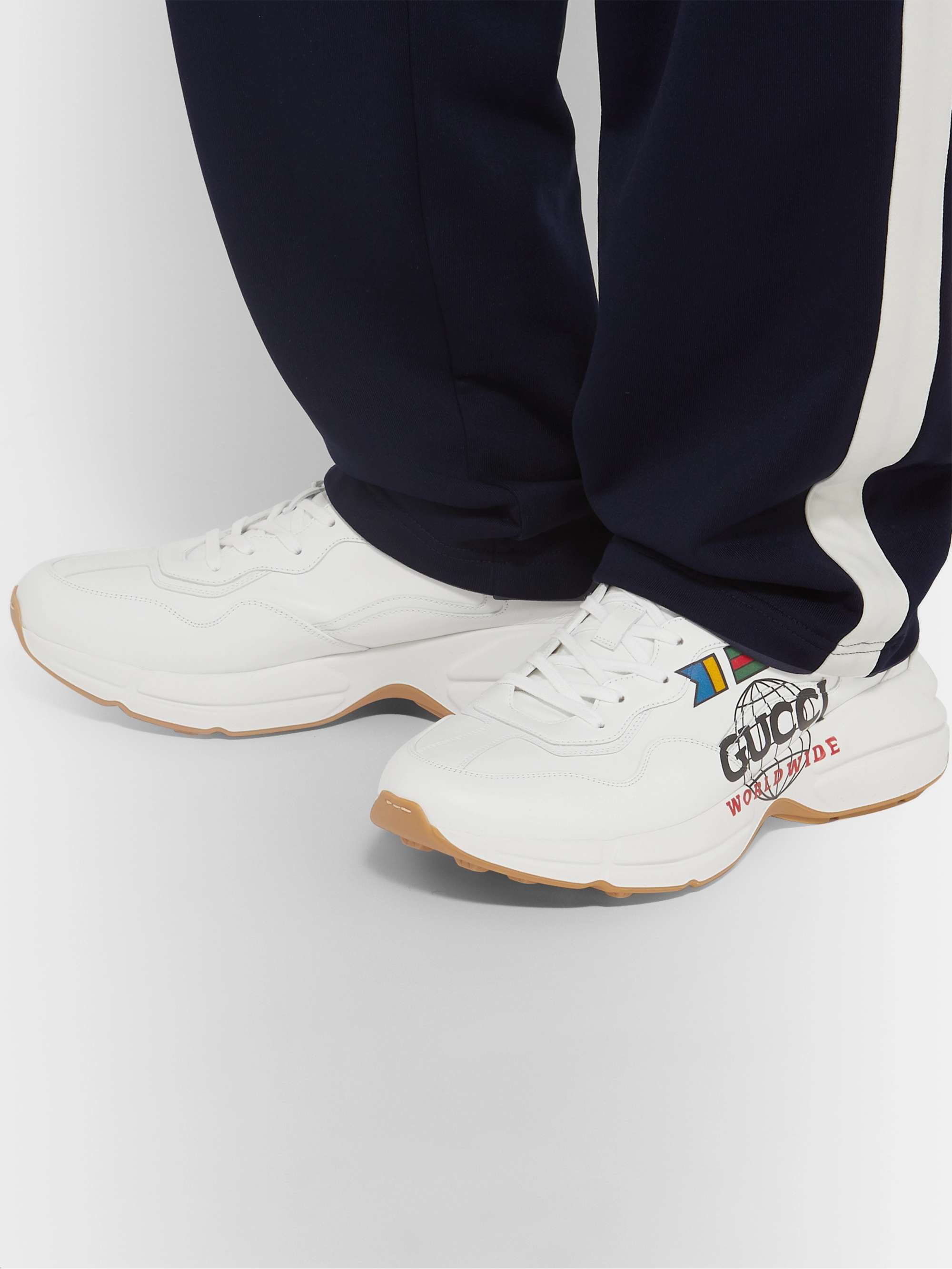 GUCCI Rhyton Logo-Print Leather Sneakers