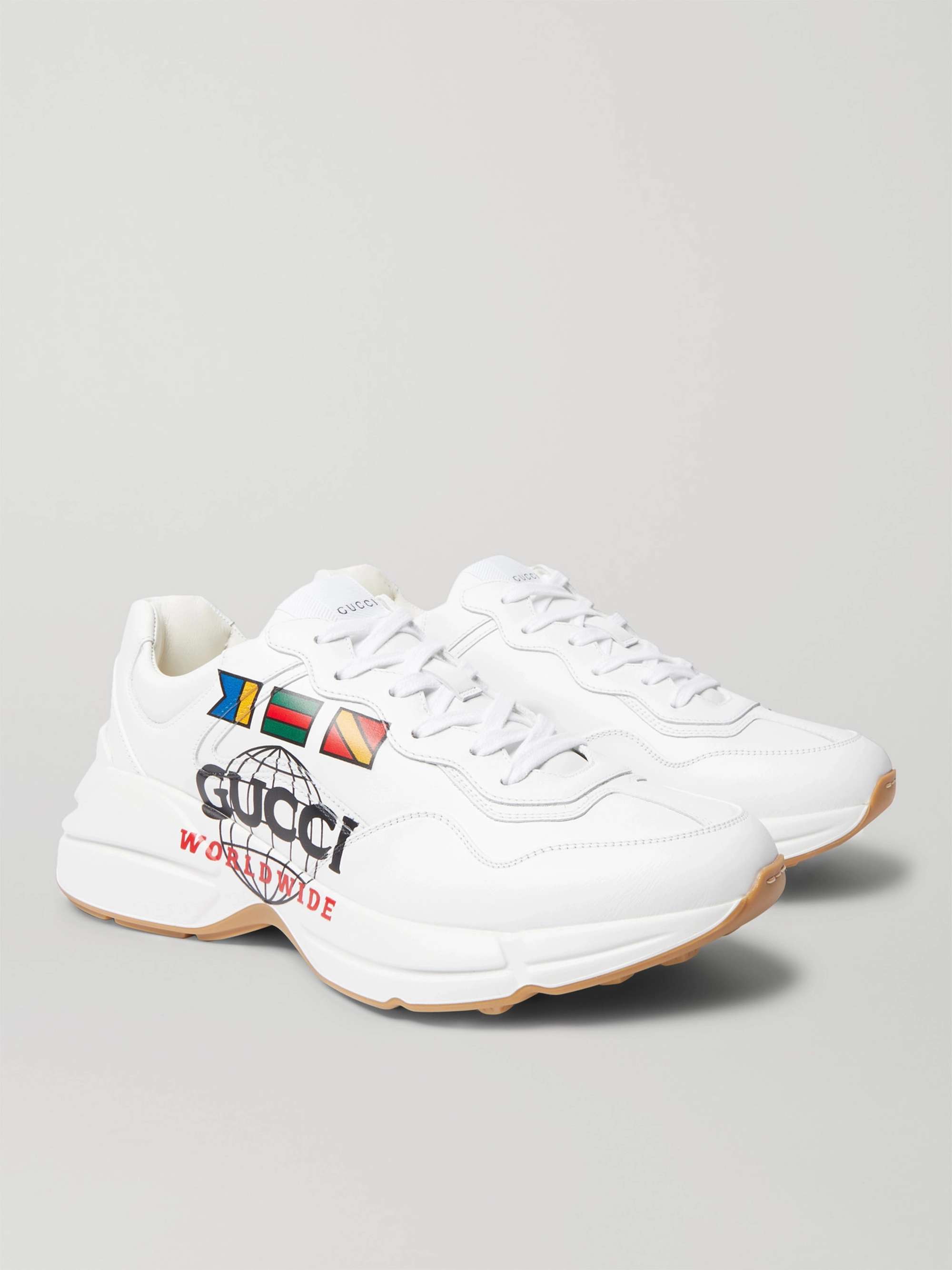 GUCCI Rhyton Logo-Print Leather Sneakers