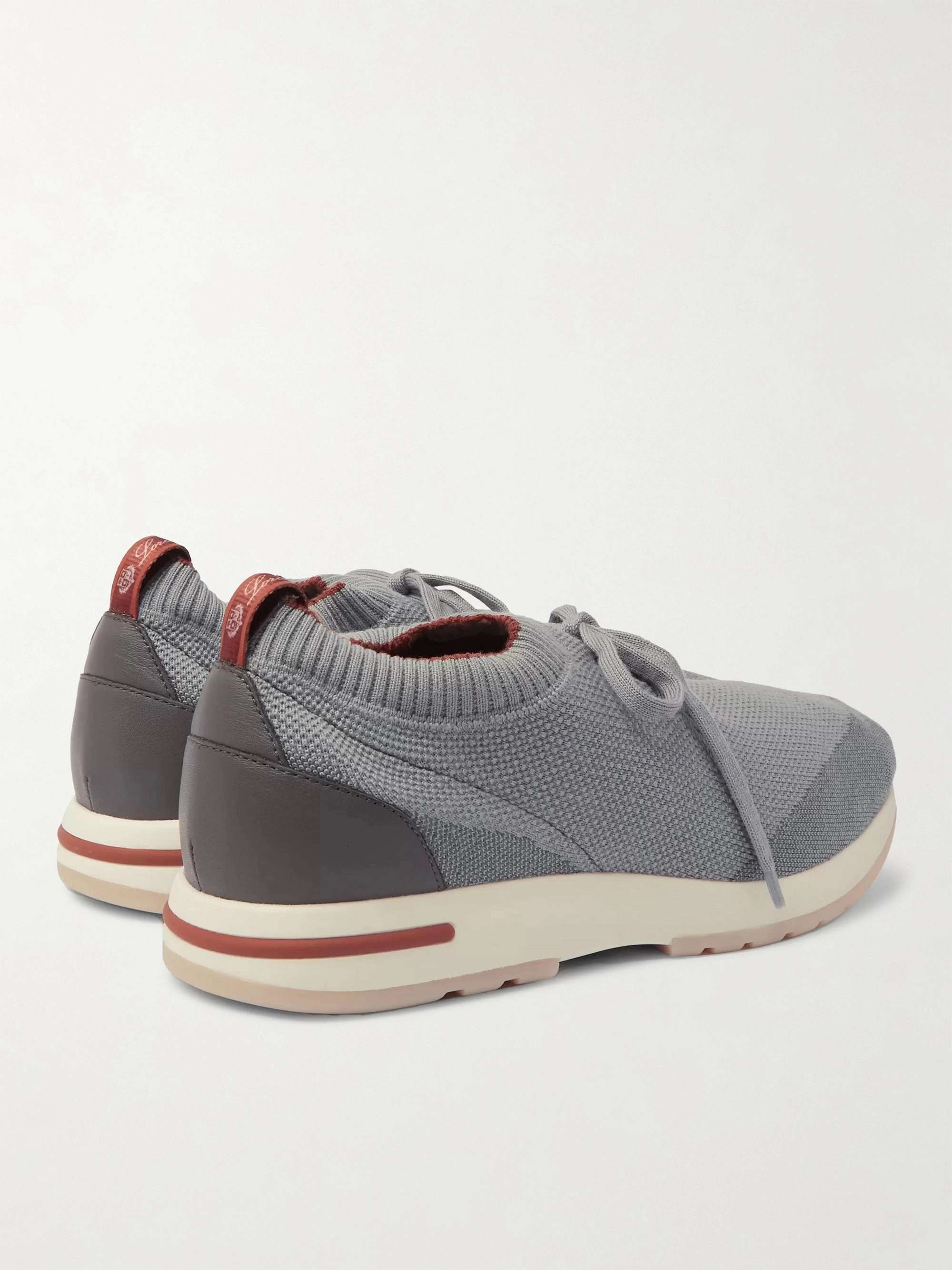 LORO PIANA 360 Flexy Walk Leather-Trimmed Knitted Wish Wool Sneakers
