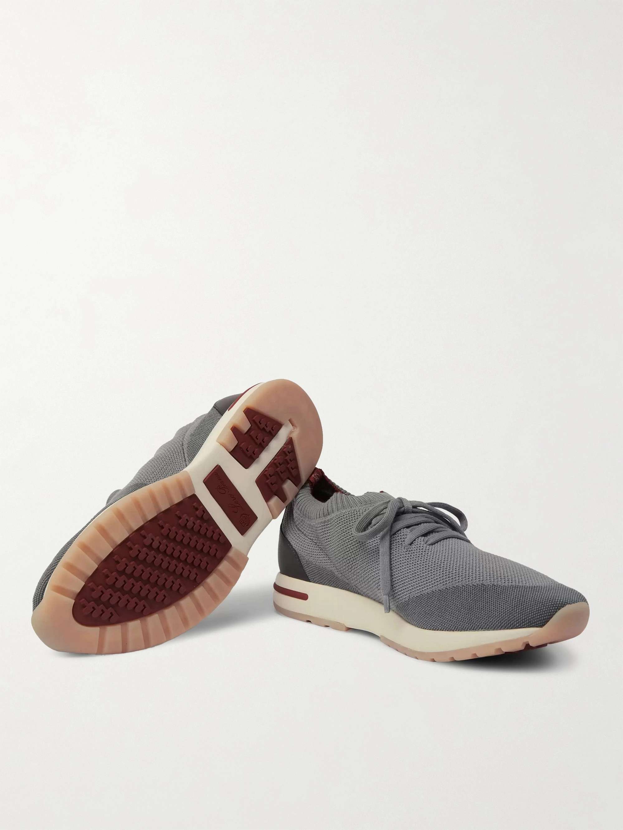 LORO PIANA 360 Flexy Walk Leather-Trimmed Knitted Wish Wool Sneakers