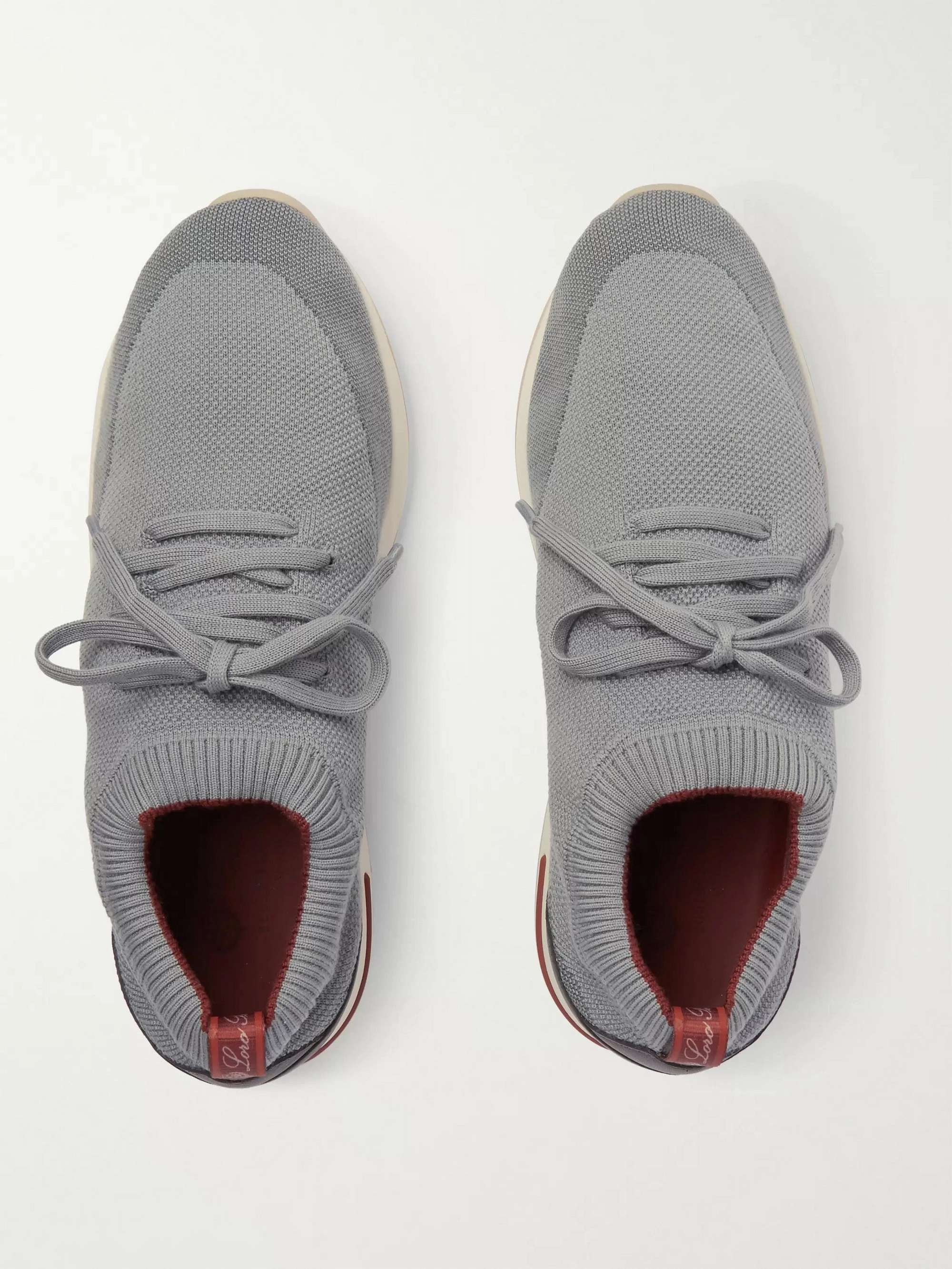 LORO PIANA 360 Flexy Walk Leather-Trimmed Knitted Wish Wool Sneakers