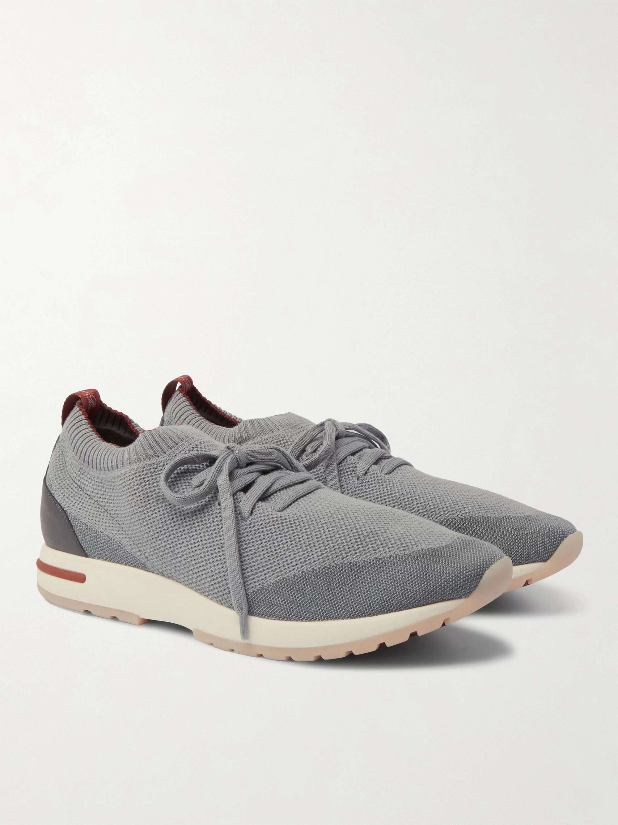 LORO PIANA 360 Flexy Walk Leather-Trimmed Knitted Wish Wool Sneakers