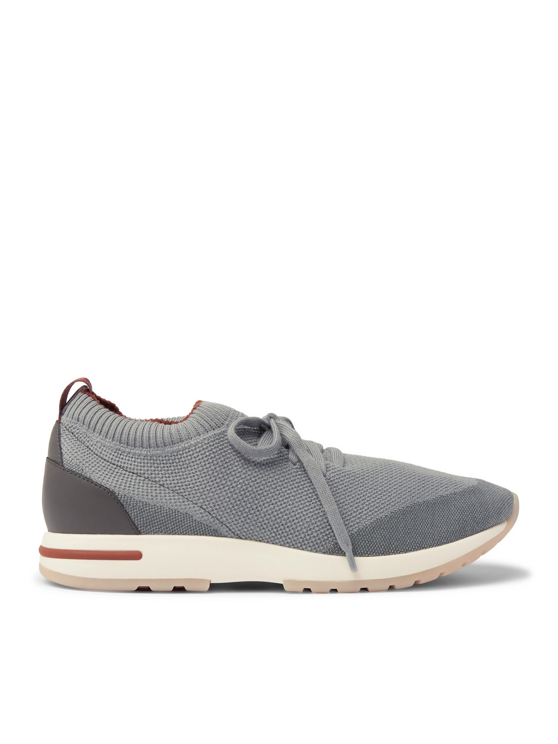 Loro Piana 360 Flexy Walk Leather-trimmed Knitted Wish Wool Sneakers In Gray