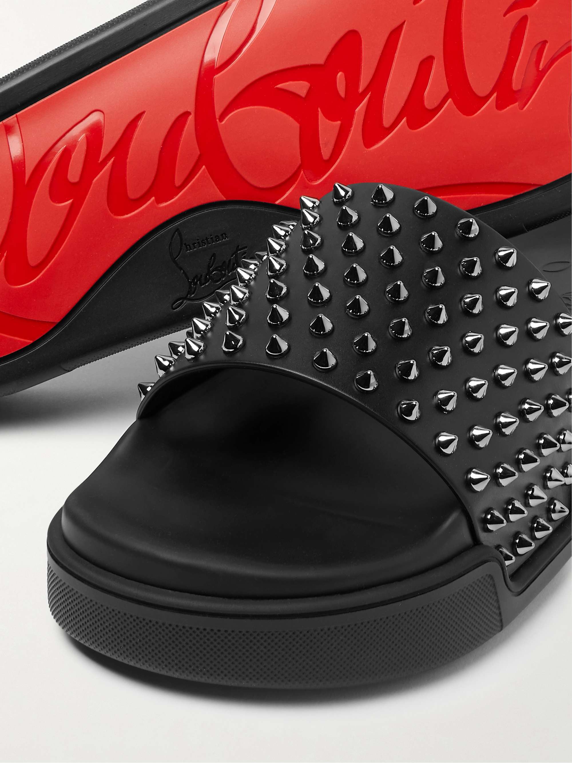 Pool Stud Slides in Orange - Christian Louboutin