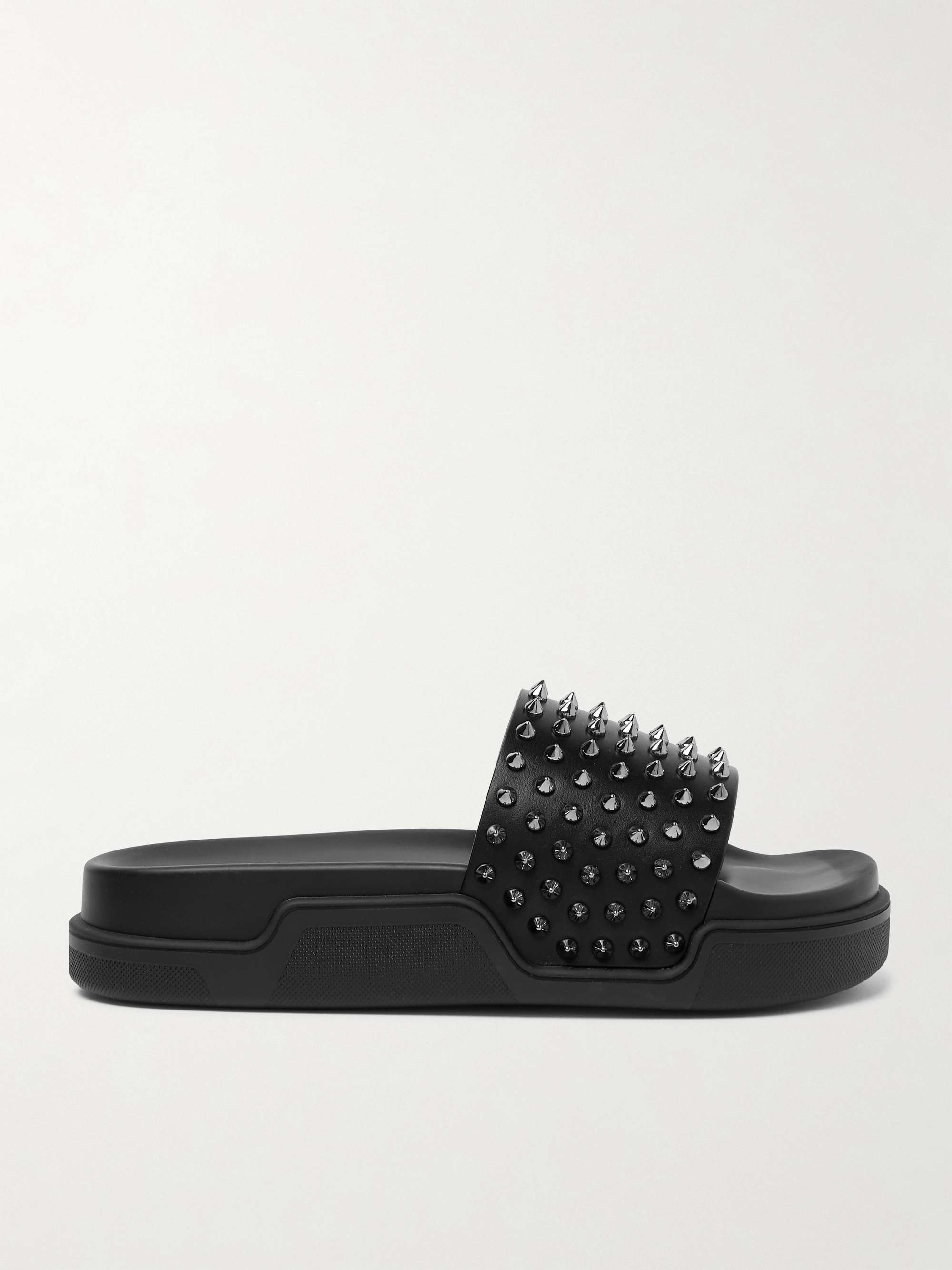 Varsicool Leather Slides in Black - Christian Louboutin