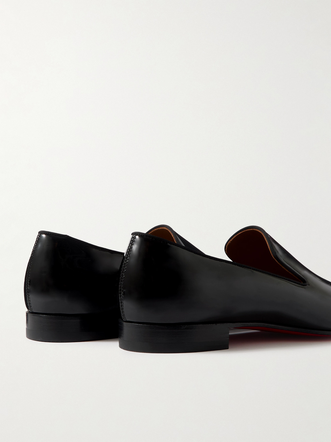 Shop Christian Louboutin Dandelion Grosgrain-trimmed Patent-leather Loafers In Black