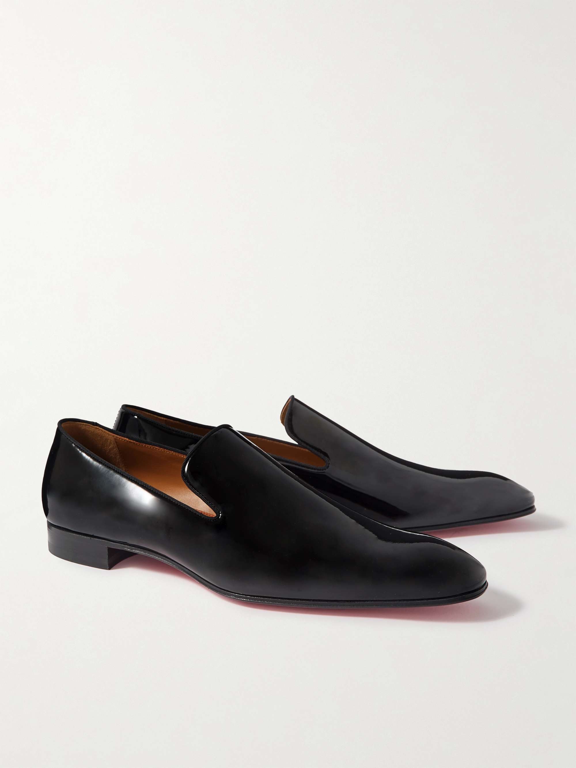 CHRISTIAN LOUBOUTIN Dandelion Grosgrain-Trimmed Patent-Leather Loafers