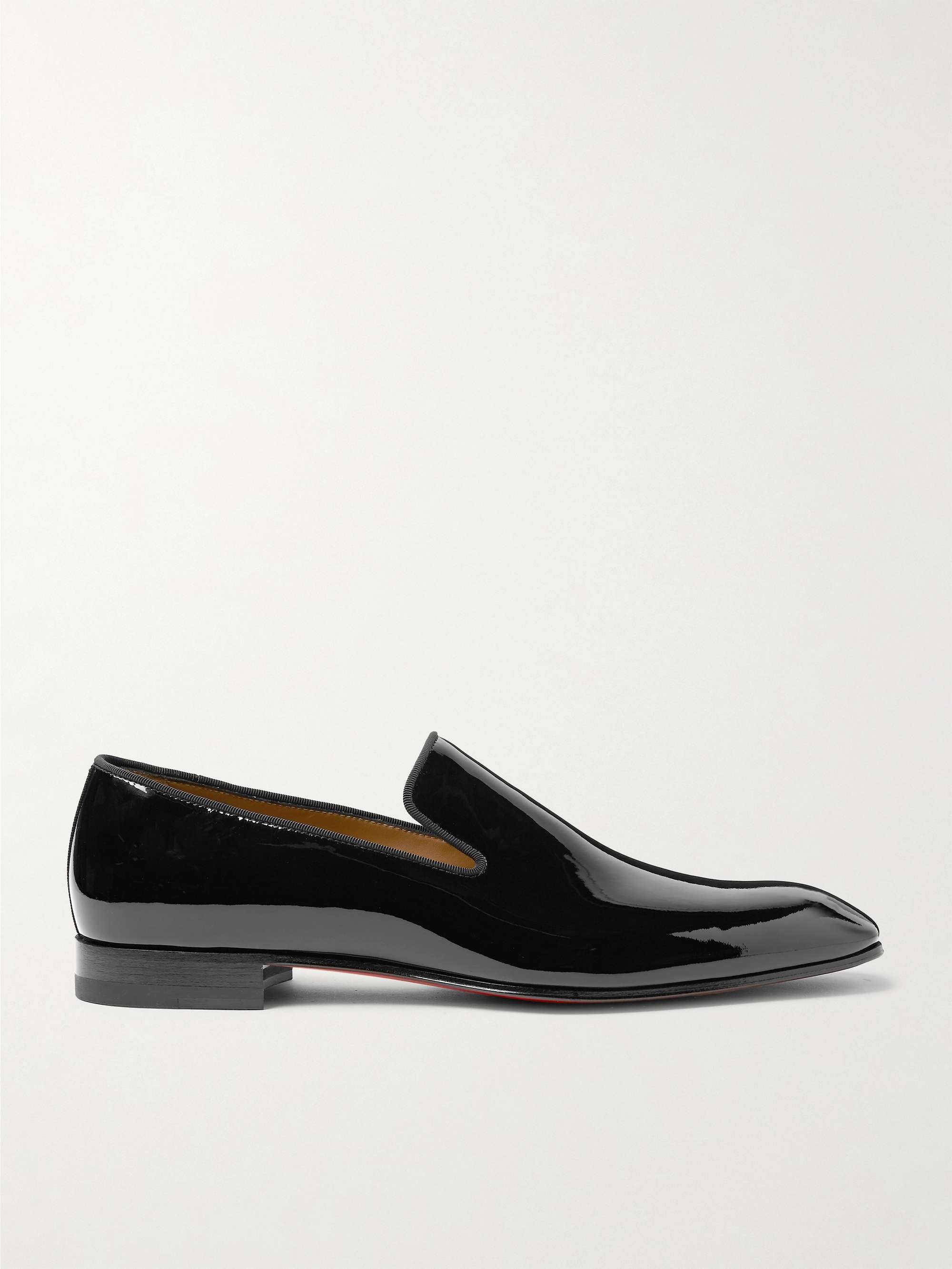 CHRISTIAN LOUBOUTIN Dandelion Grosgrain-Trimmed Patent-Leather Loafers ...