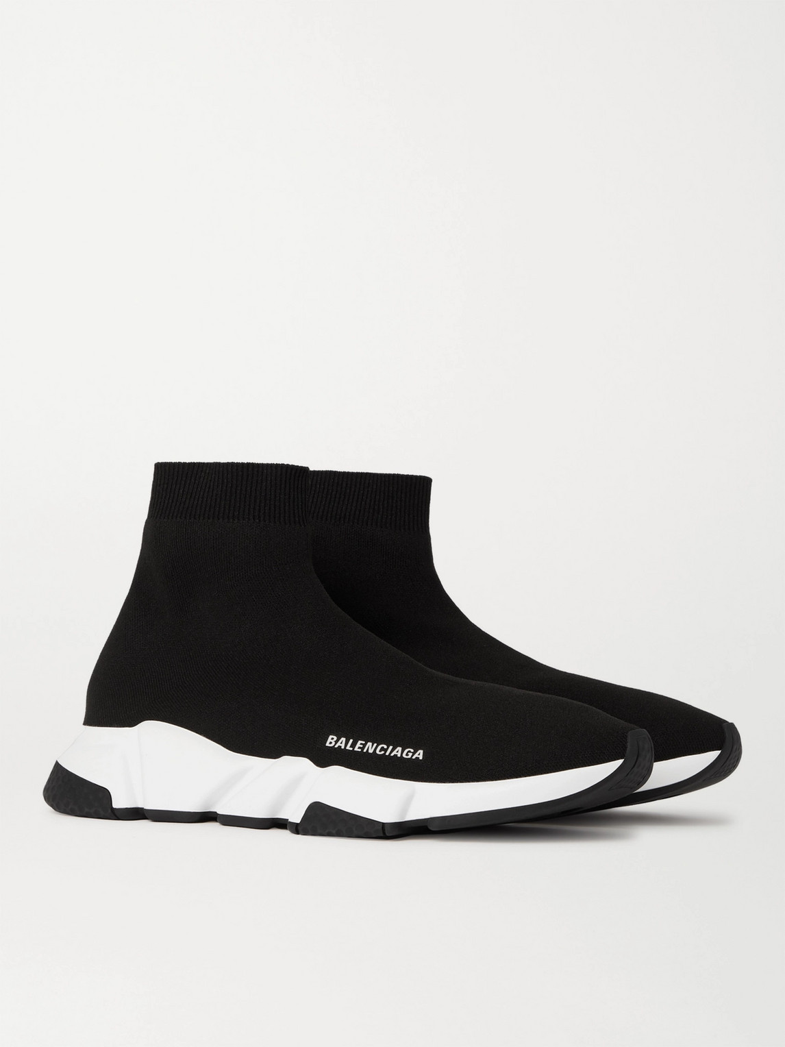 Shop Balenciaga Speed Stretch-knit Slip-on Sneakers In Black