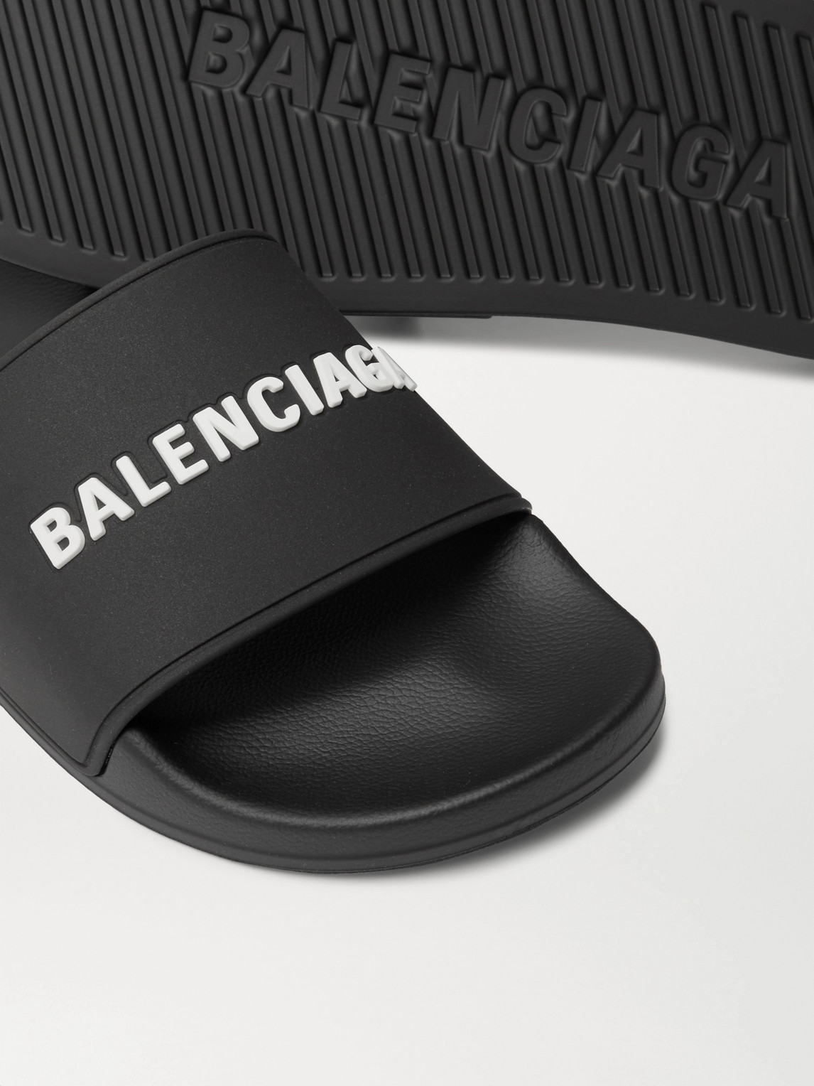 Shop Balenciaga Logo-detailed Rubber Slides In Black