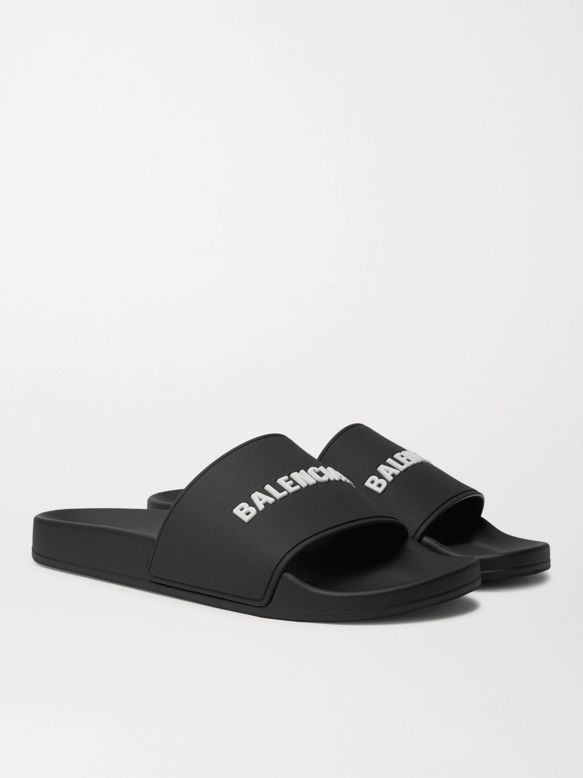 Shop Balenciaga Logo-detailed Rubber Slides In Black