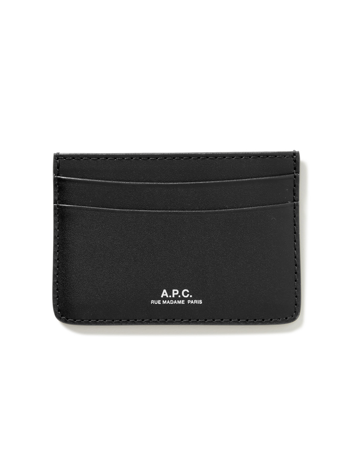 A.p.c. Logo-debossed Leather Cardholder In Black