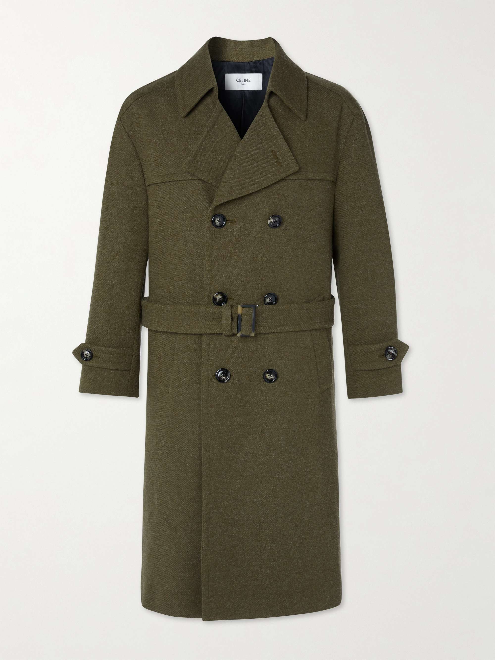 CELINE Oversized Double-Breasted Wool Trench Coat