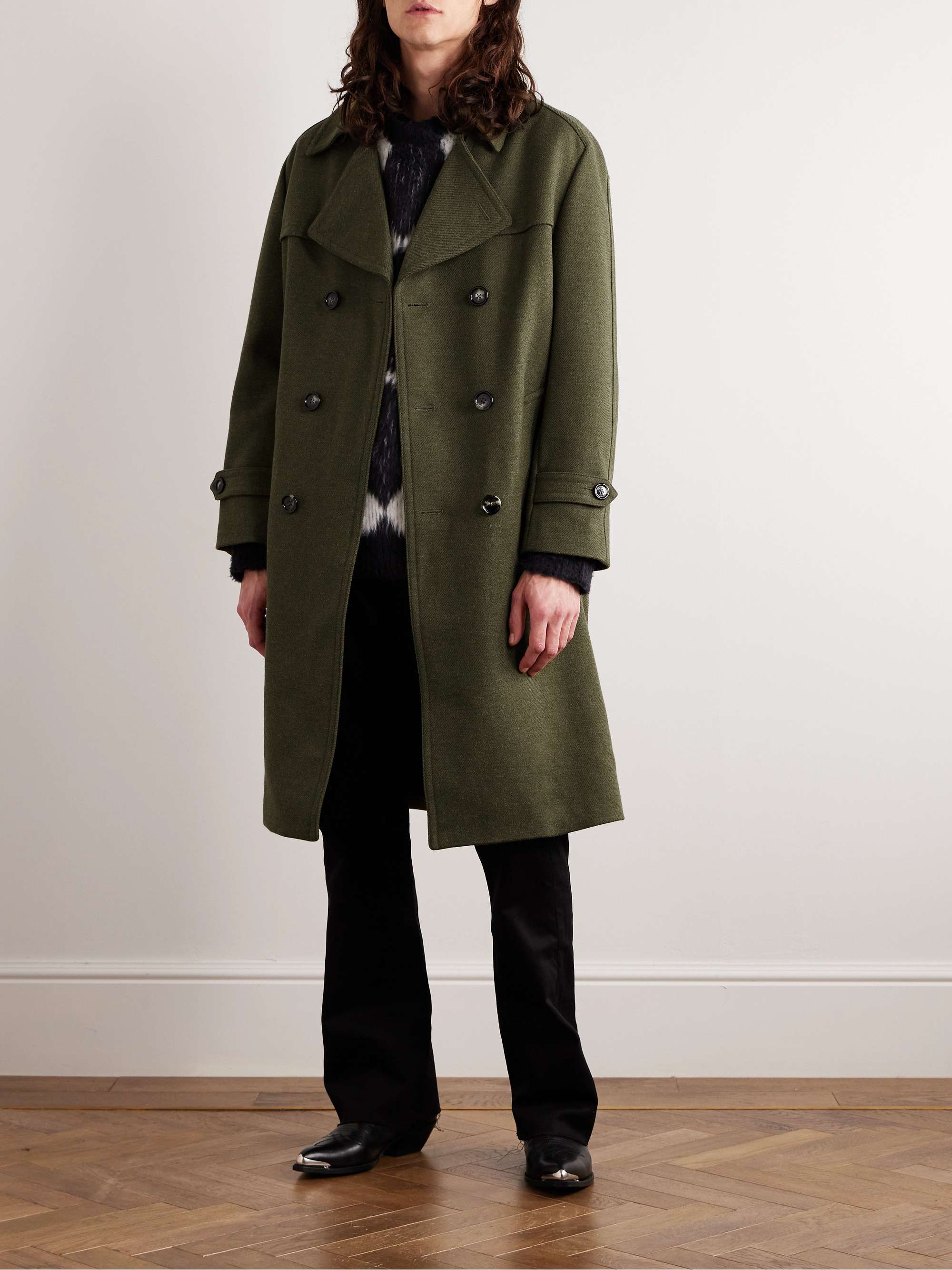 CELINE Oversized Double-Breasted Wool Trench Coat