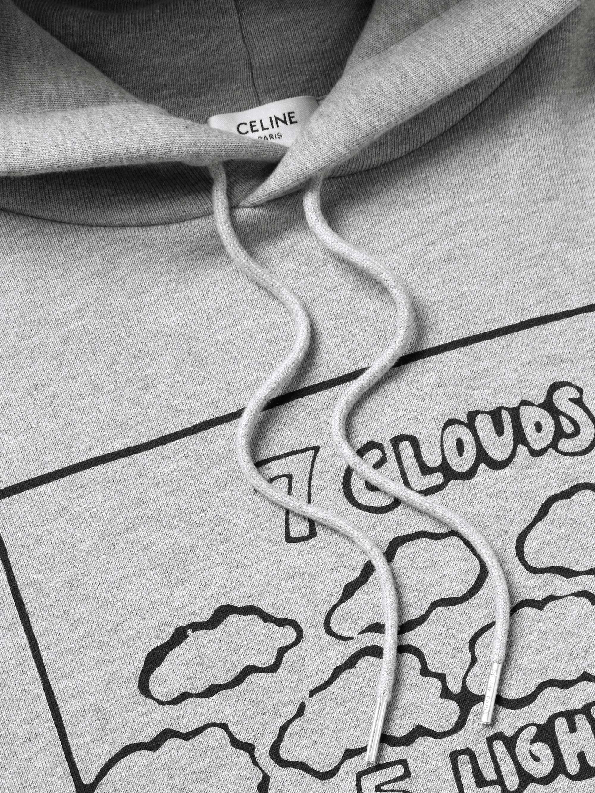 CELINE HOMME Loose Printed Cotton-Fleece Hoodie