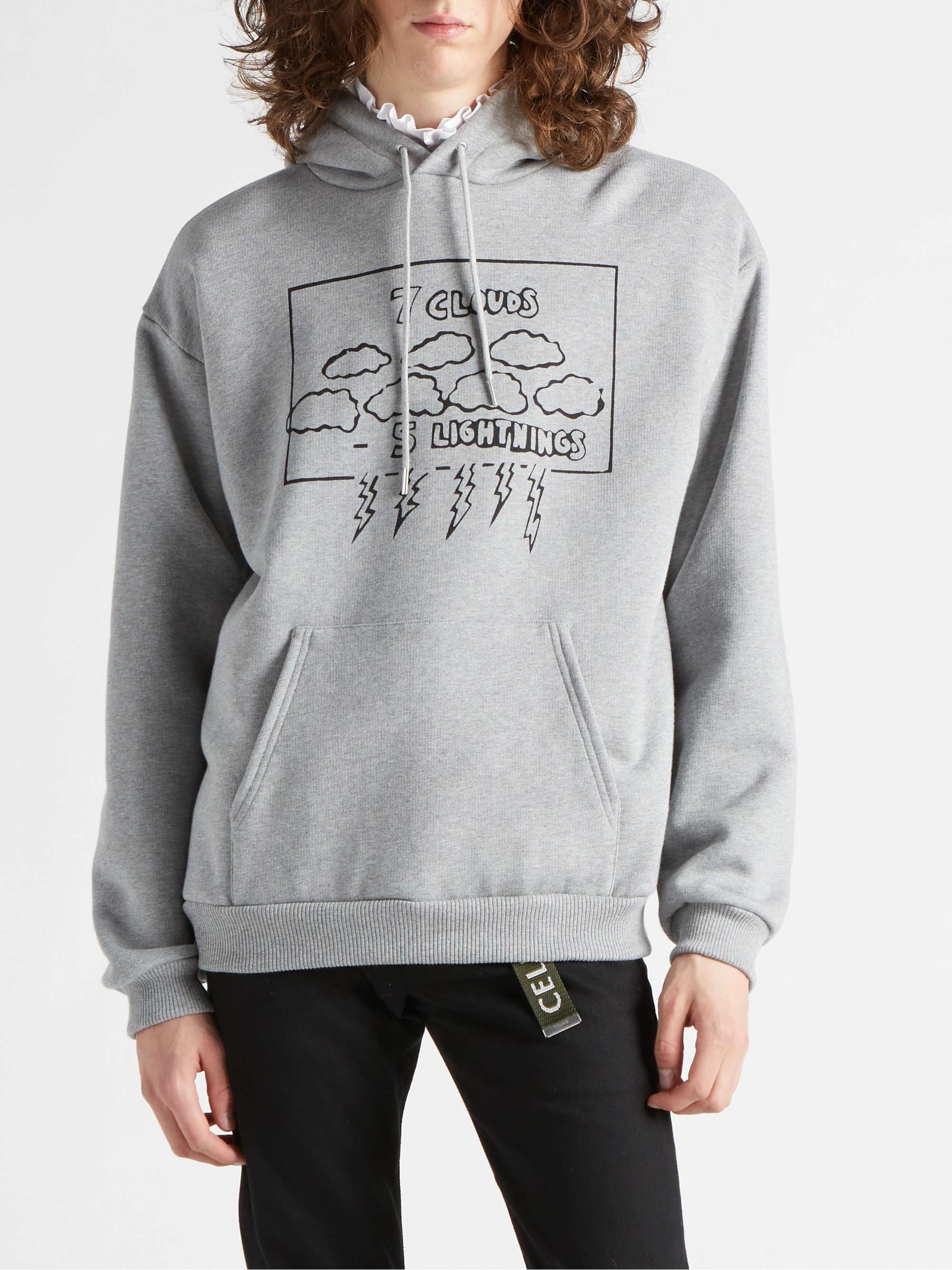 CELINE HOMME Loose Printed Cotton-Fleece Hoodie