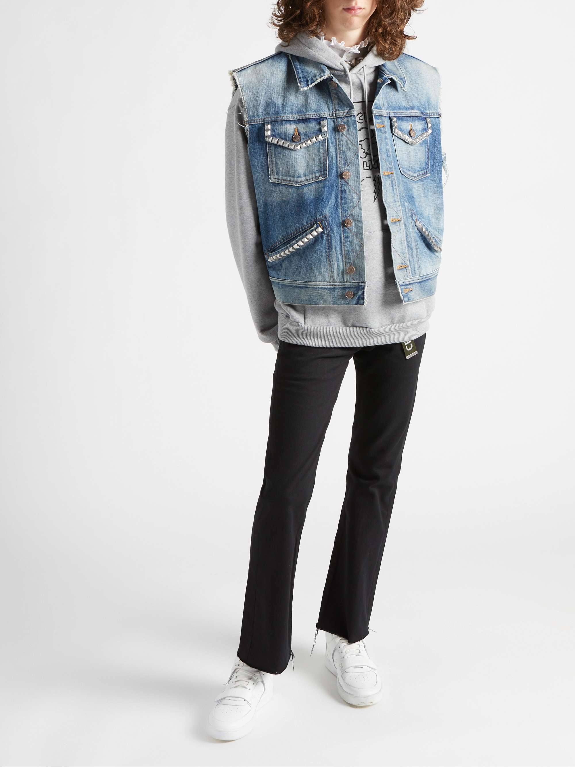 CELINE HOMME Loose Printed Cotton-Fleece Hoodie