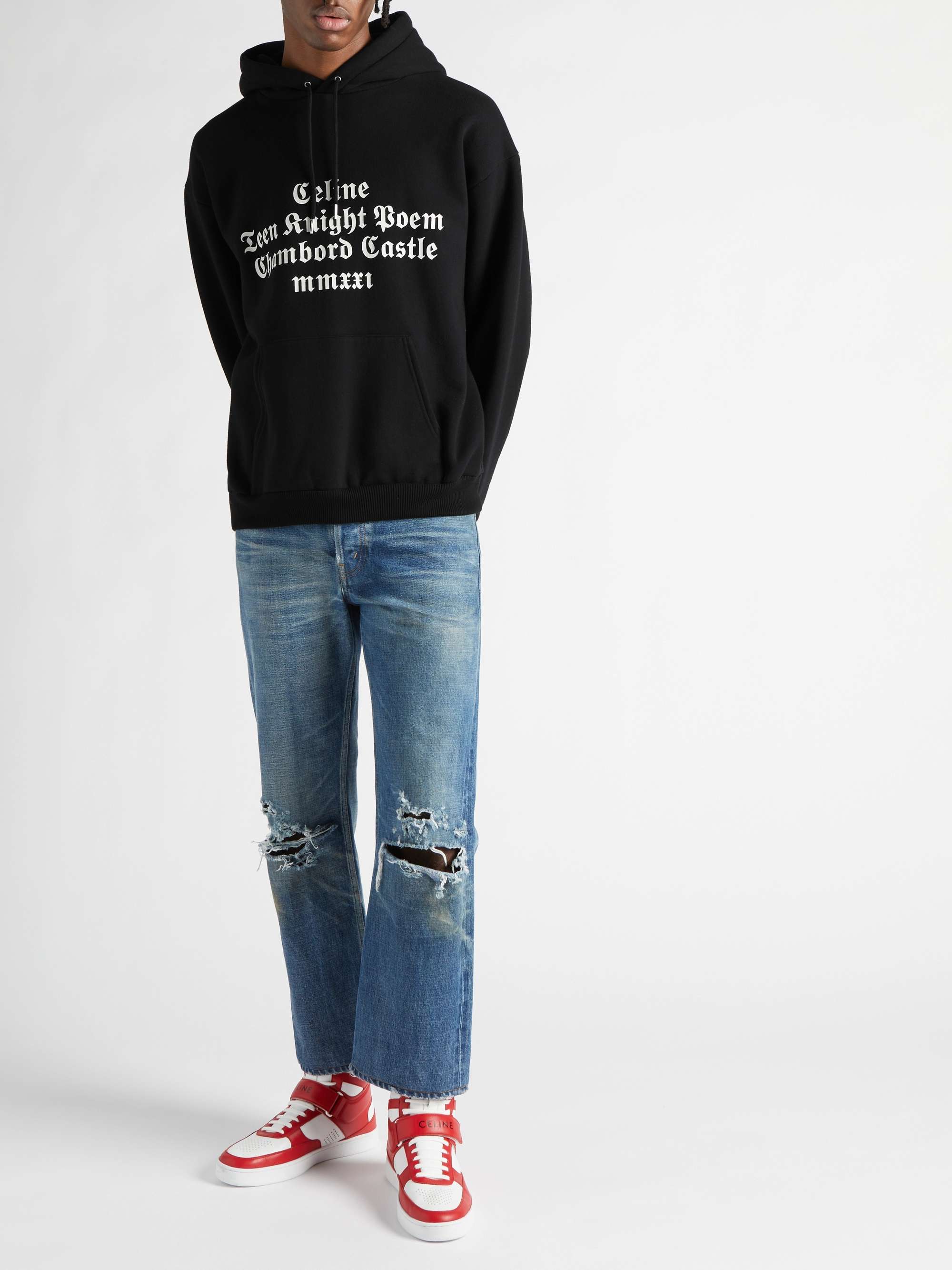 CELINE HOMME Printed Cotton-Jersey Hoodie