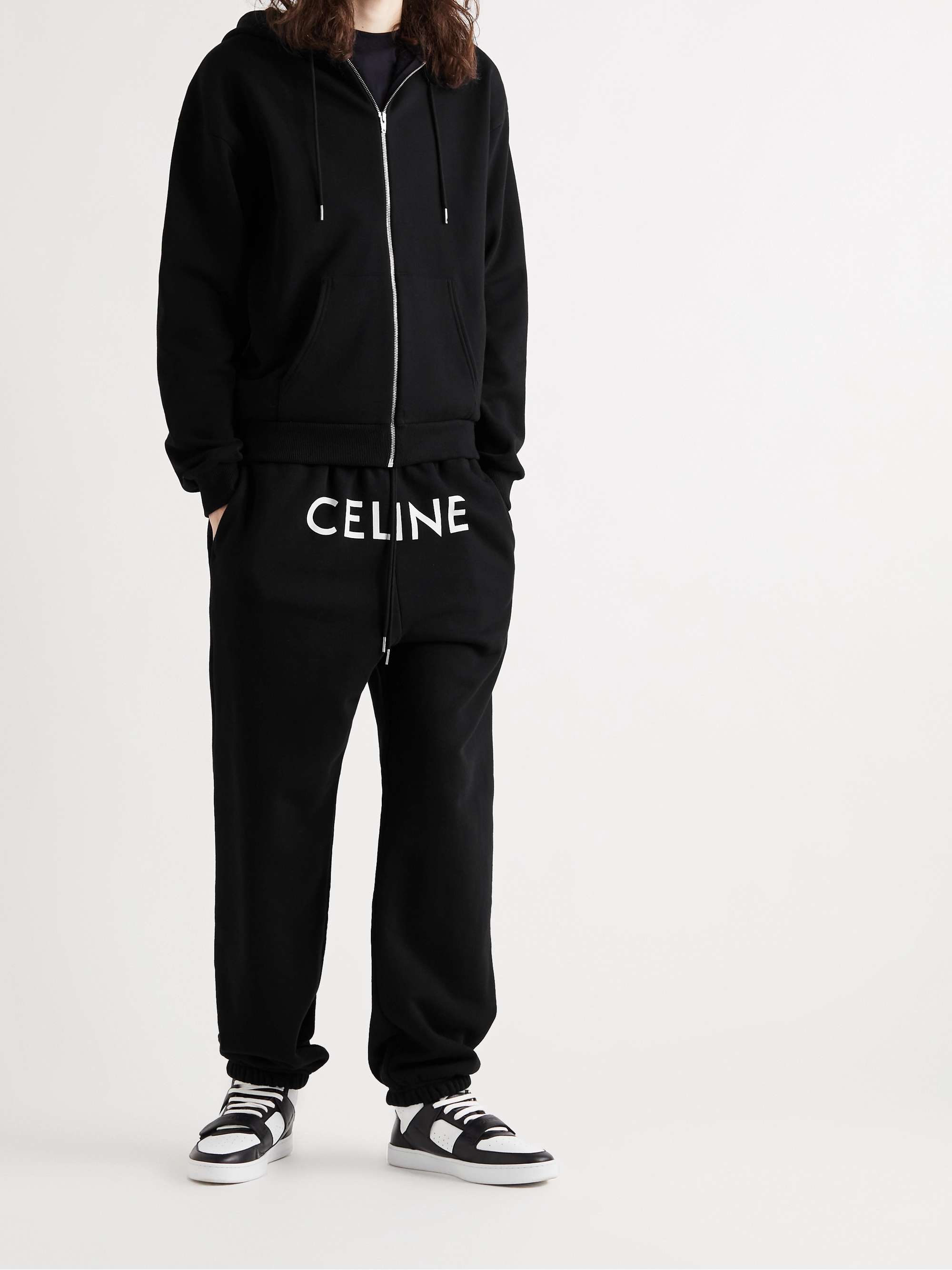 CELINE HOMME Logo-Print Cotton-Jersey Sweatpants