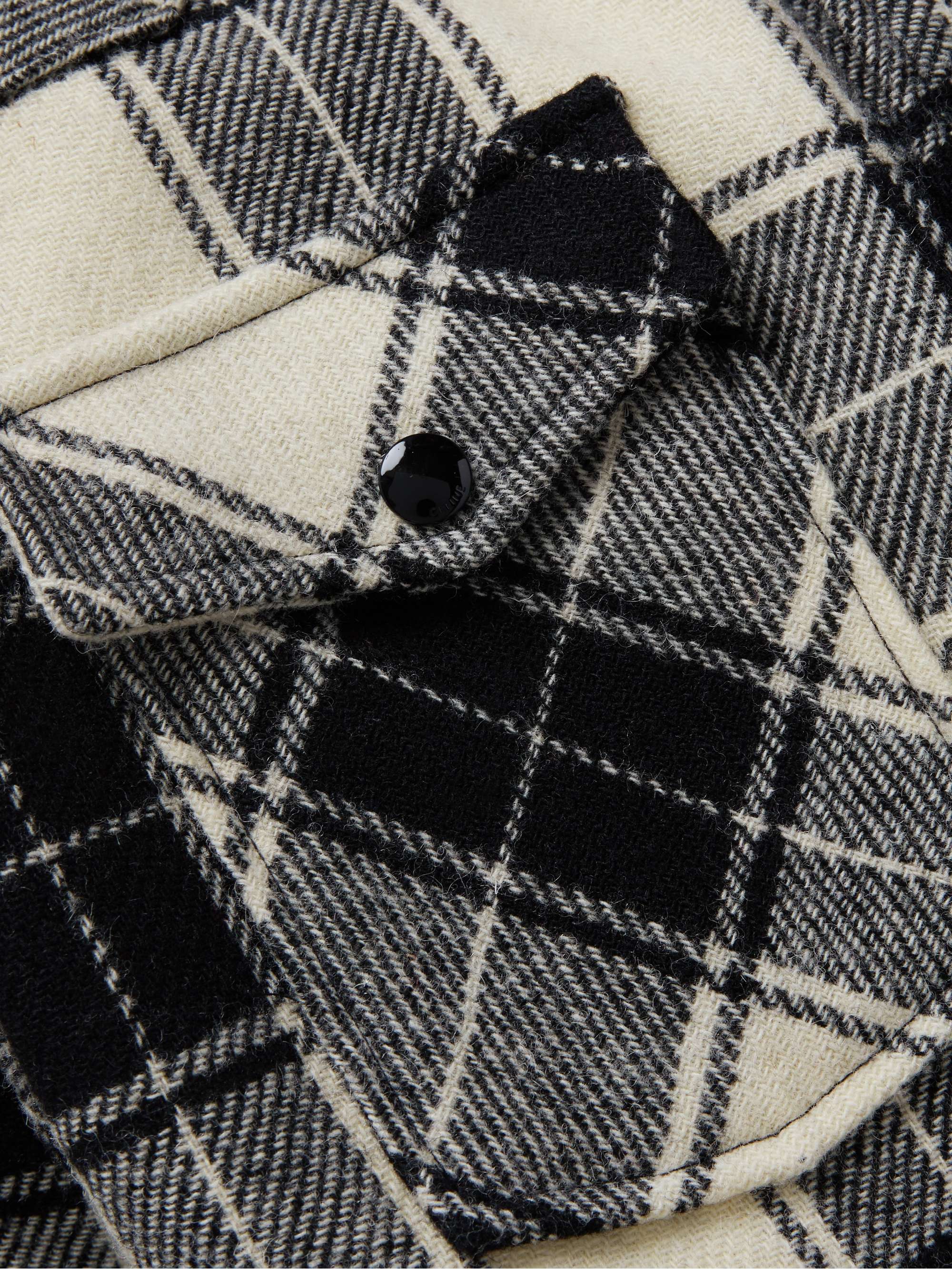 CELINE HOMME Checked Wool-Flannel Hooded Overshirt