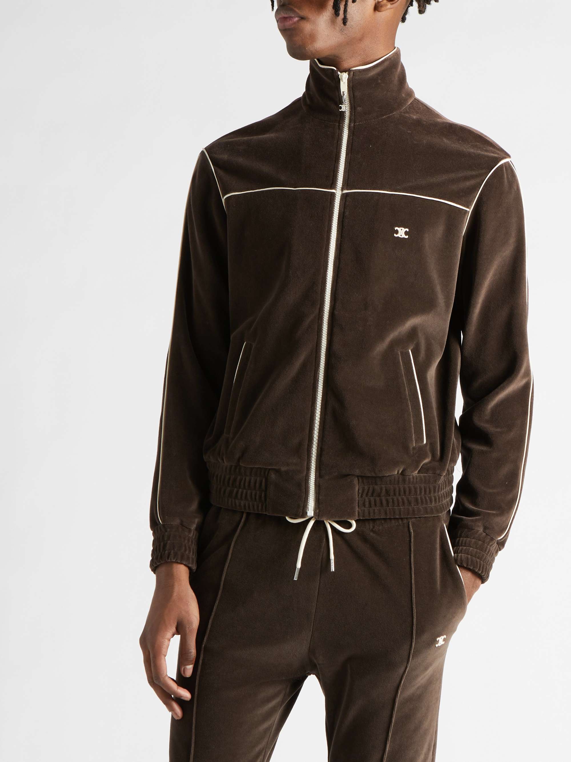 CELINE HOMME Cotton-Blend Velour Track Jacket