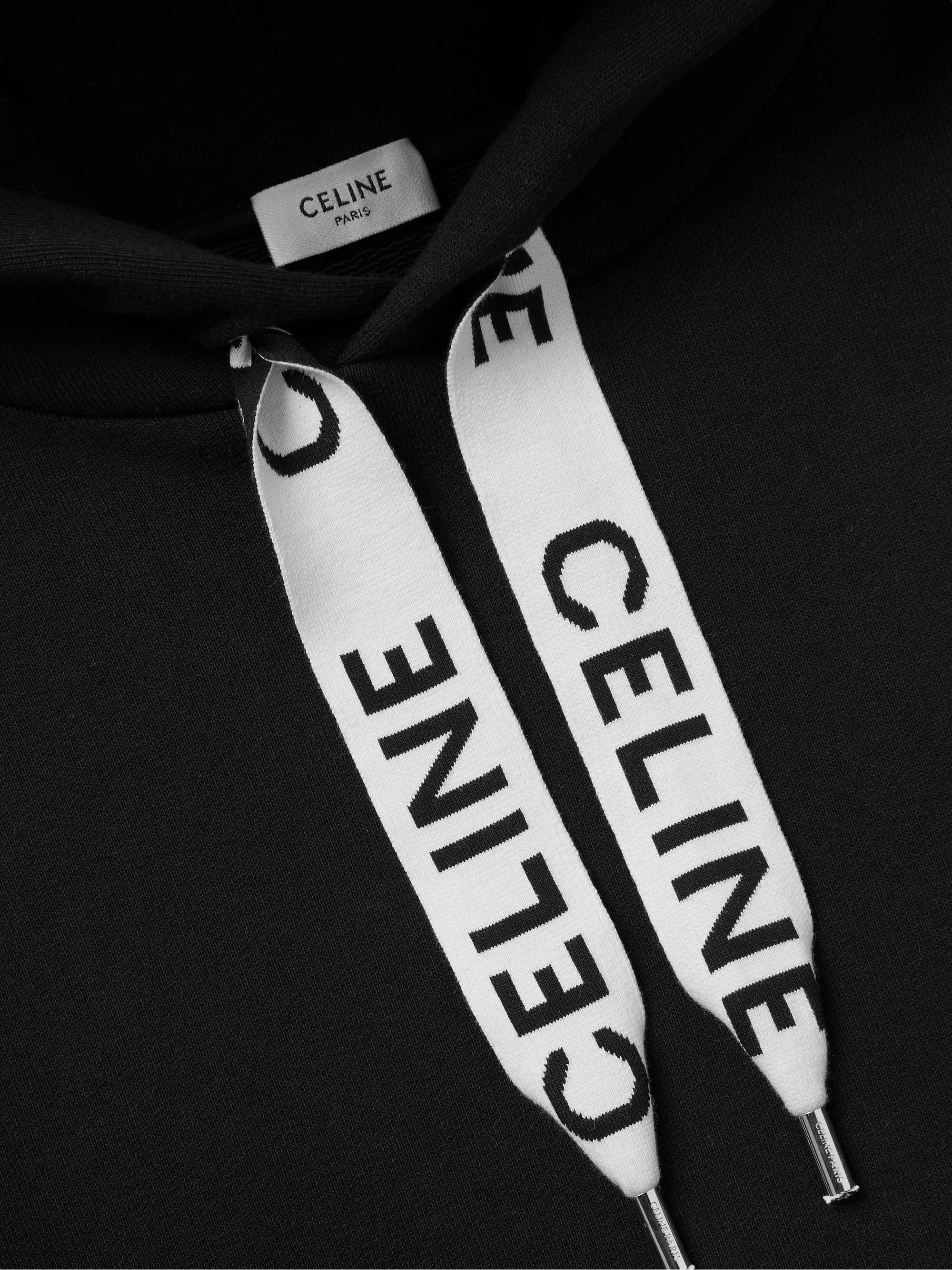 CELINE HOMME Logo-Jacquard Cotton-Jersey Hoodie