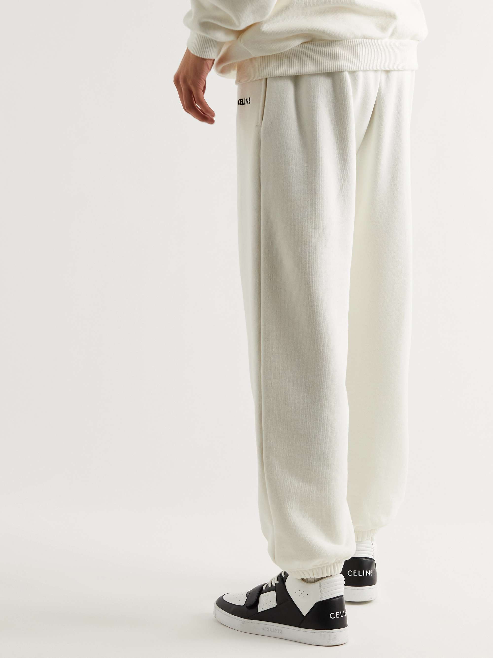 CELINE HOMME Tapered Logo-Embroidered Cotton-Jersey Sweatpants