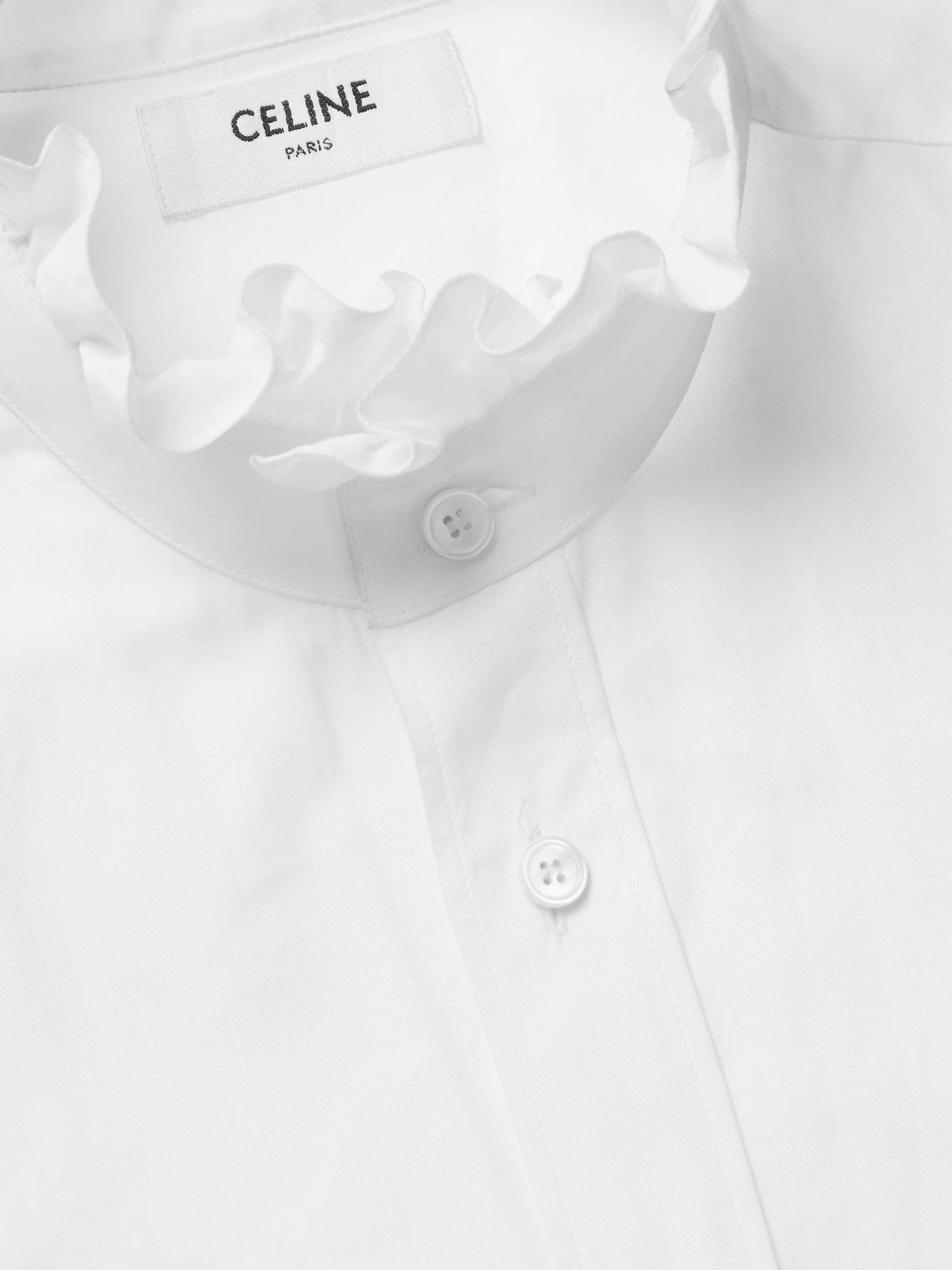 CELINE HOMME Ruffled Cotton-Poplin Shirt